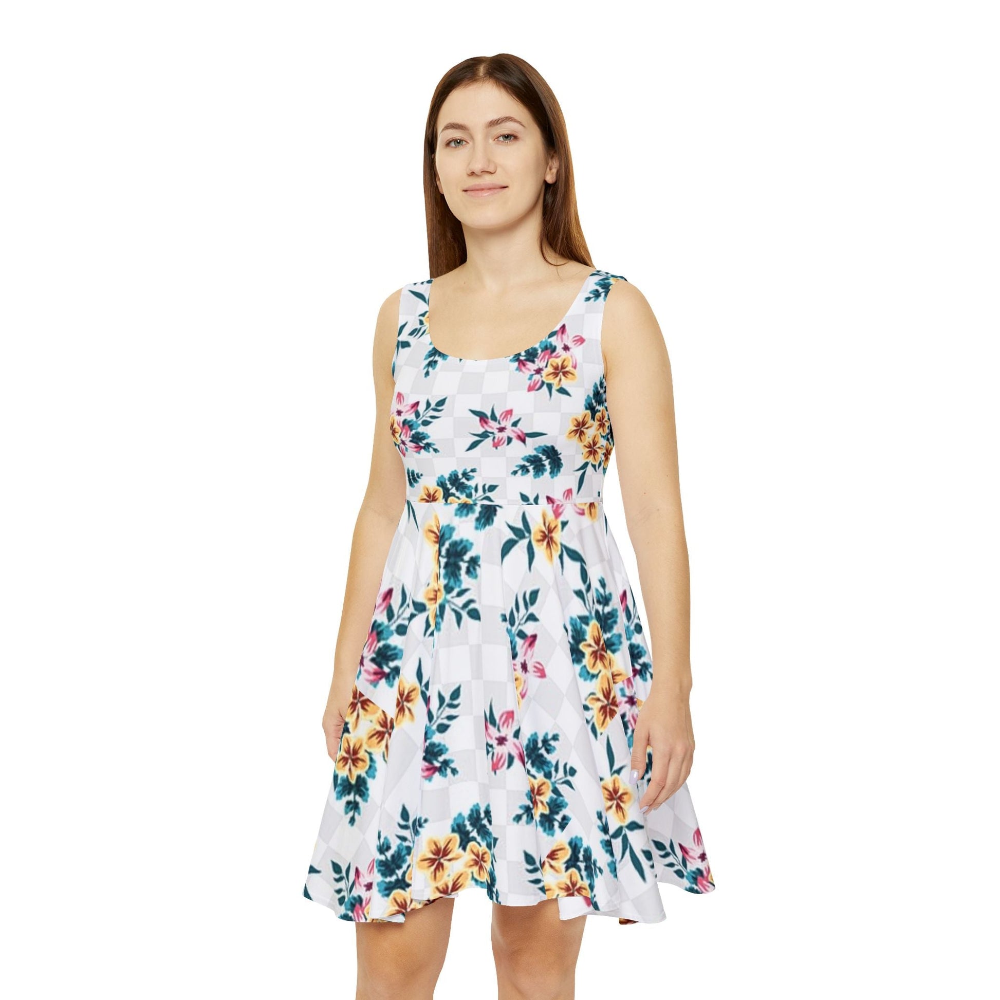 Vibrant Floral Skater Dress, Artsulli - Art is Long, Life is Short, All Over Prints, , , , , , , 