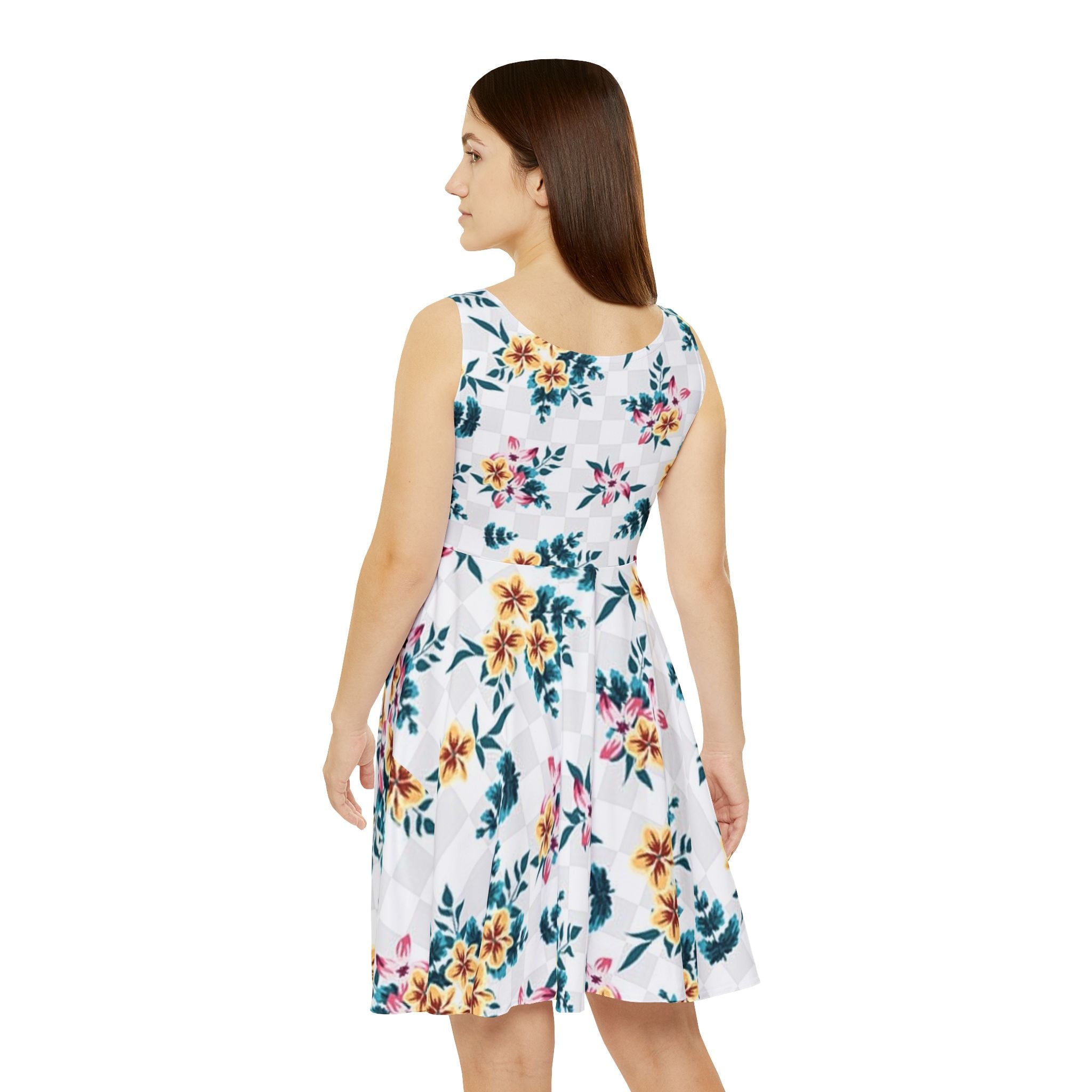 Vibrant Floral Skater Dress, Artsulli - Art is Long, Life is Short, All Over Prints, , , , , , , 