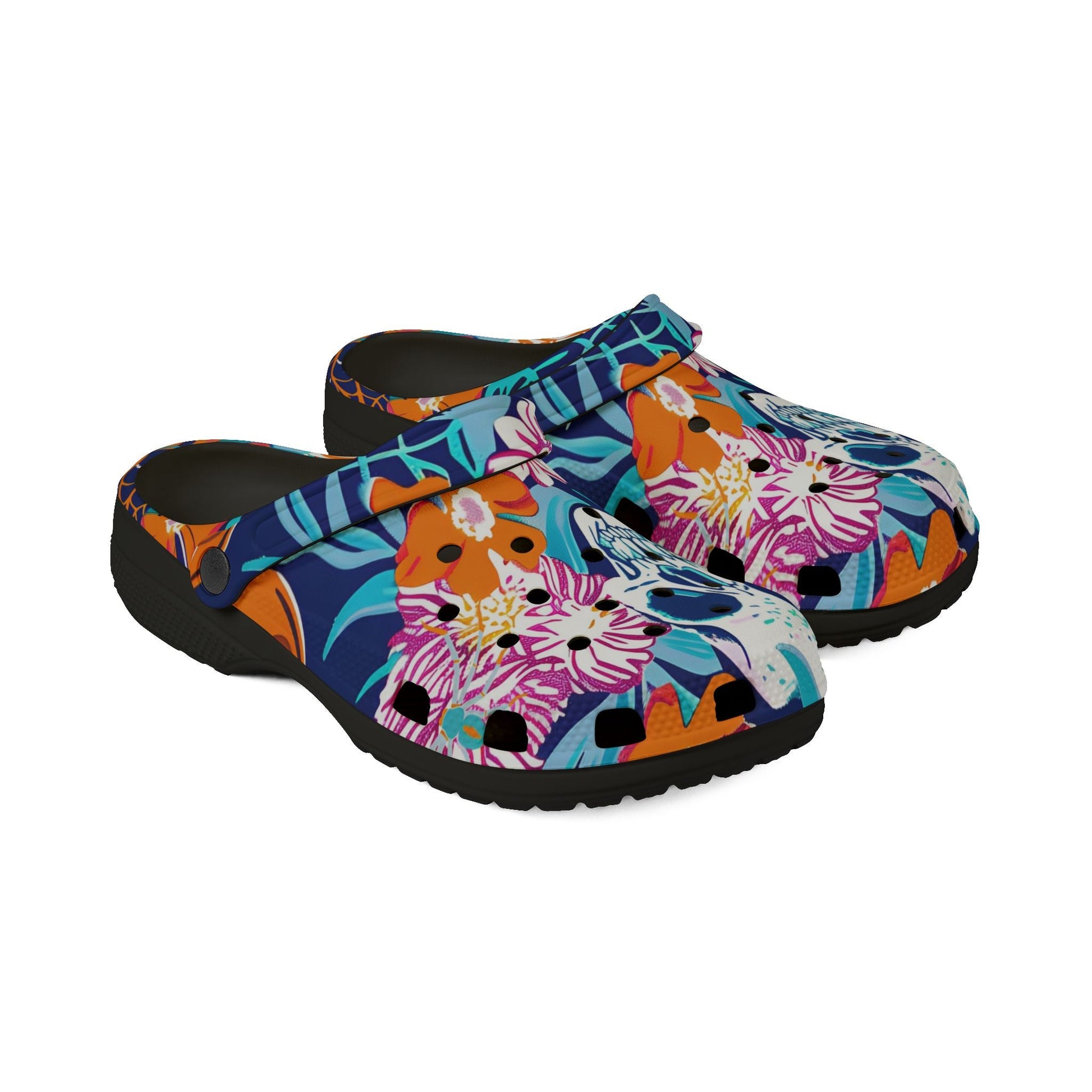 Vibrant Floral Skull EVA Foam Clogs, Artsulli - Art is Long, Life is Short, Shoes, , , , , , , 
