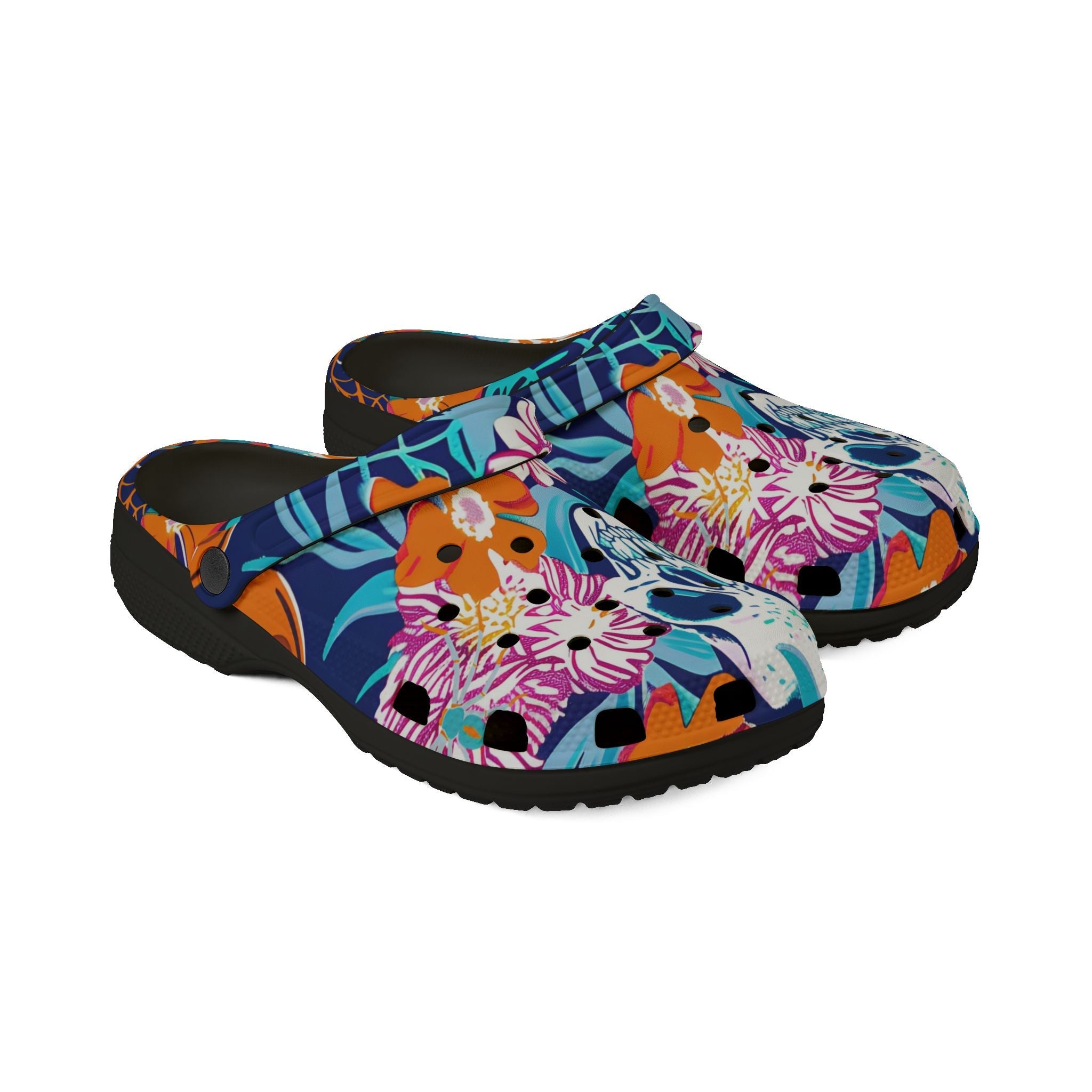 Vibrant Floral Skull EVA Foam Clogs, Artsulli - Art is Long, Life is Short, Shoes, , , , , , , 