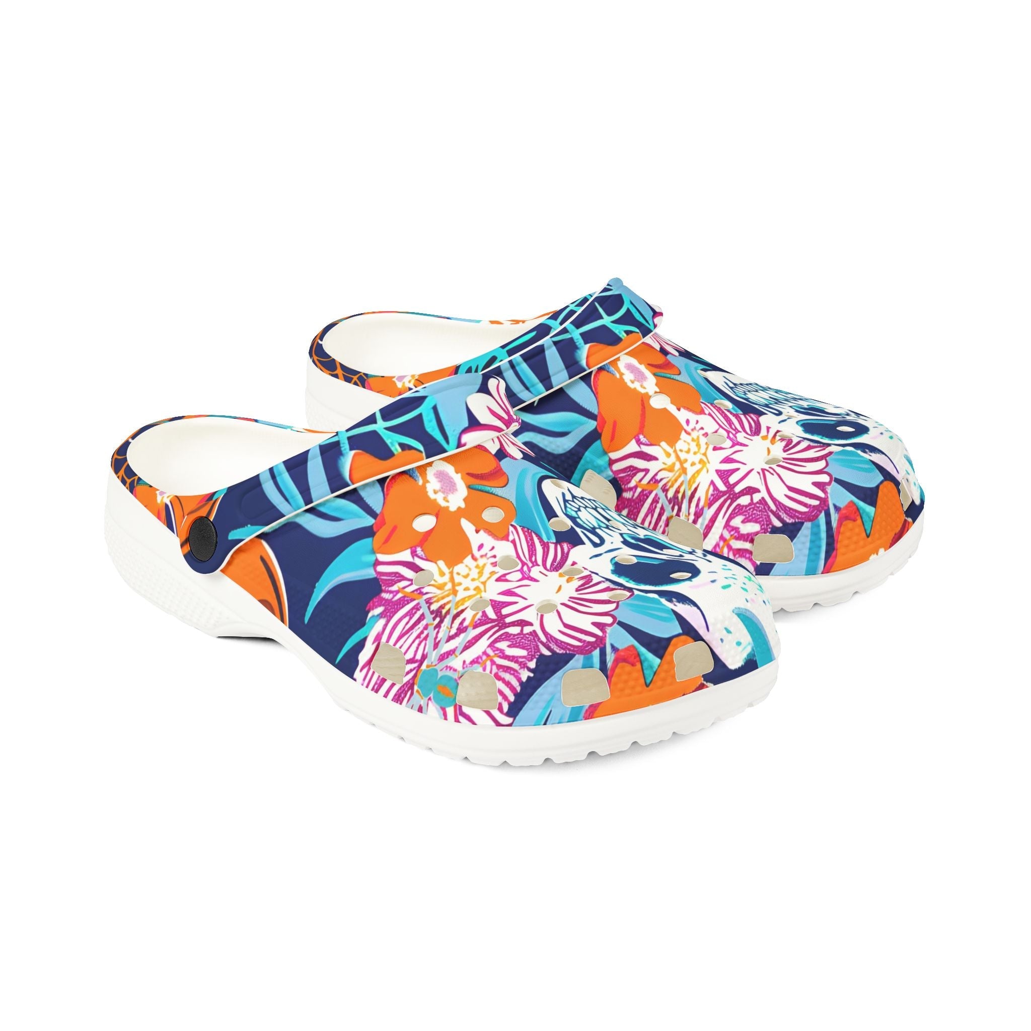 Vibrant Floral Skull EVA Foam Clogs, Artsulli - Art is Long, Life is Short, Shoes, , , , , , , 