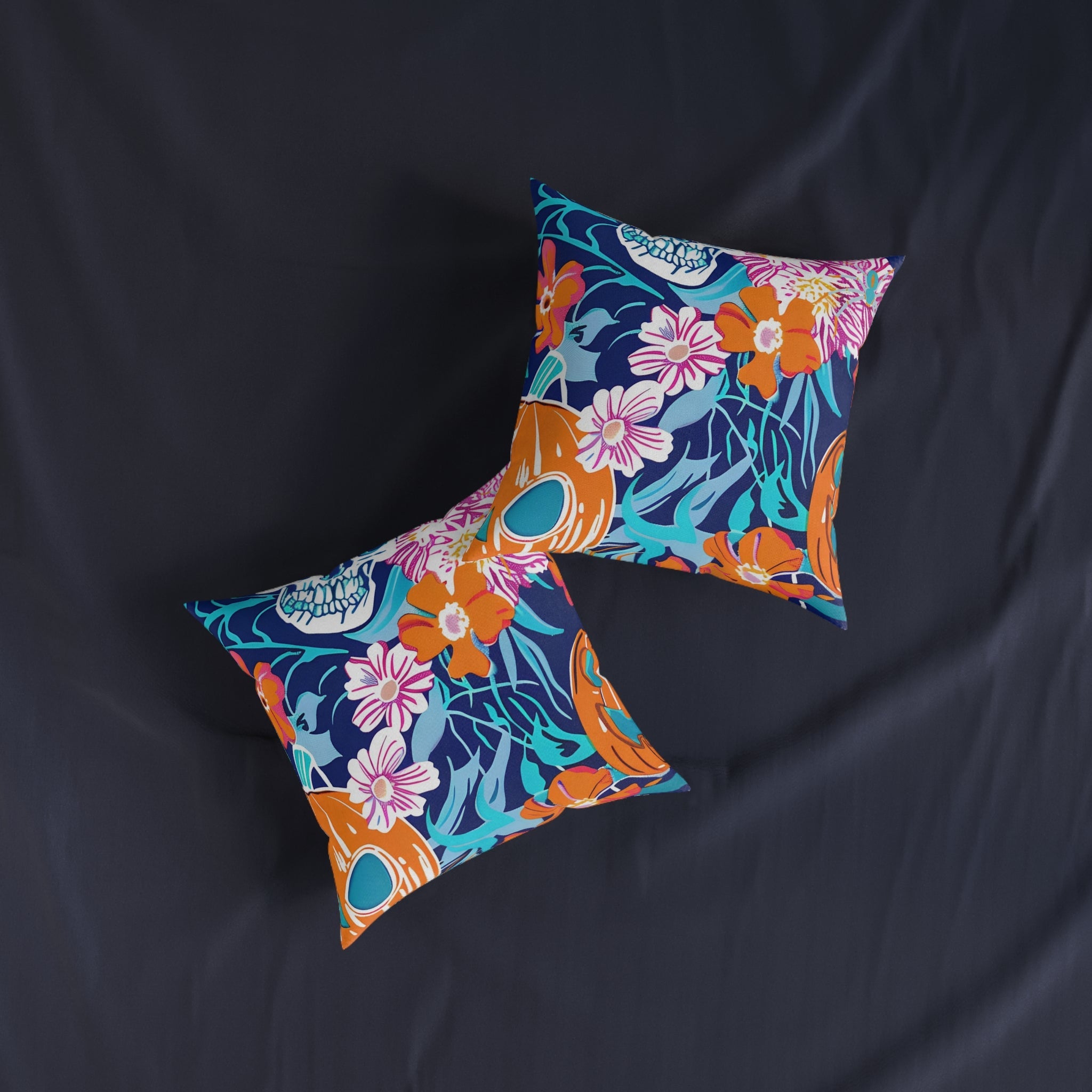 Vibrant Floral Skull Throw Pillow, Artsulli - Art is Long, Life is Short, Home Decor, , , , , , , 