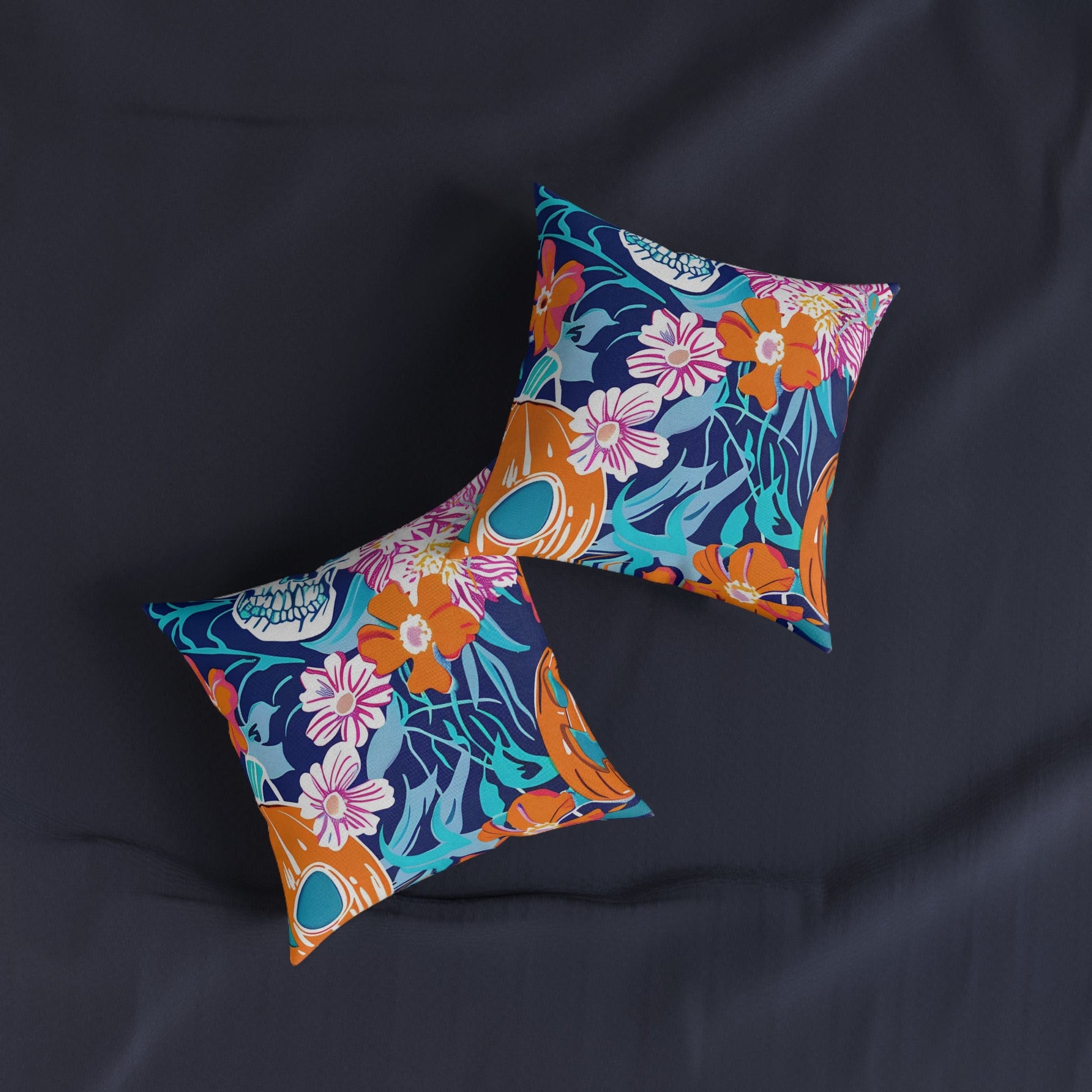 Vibrant Floral Skull Throw Pillow, Artsulli - Art is Long, Life is Short, Home Decor, , , , , , , 
