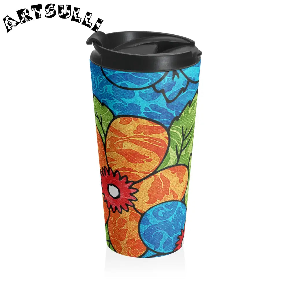 Vibrant Floral Stainless Steel Mug, Artsulli - Art is Long, Life is Short, Mug, , , , , , , 