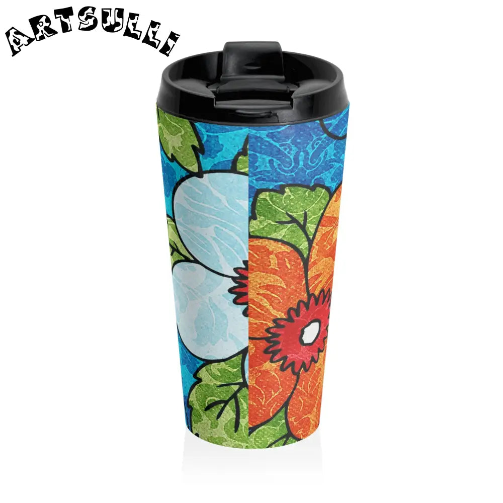 Vibrant Floral Stainless Steel Mug, Artsulli - Art is Long, Life is Short, Mug, , , , , , , 