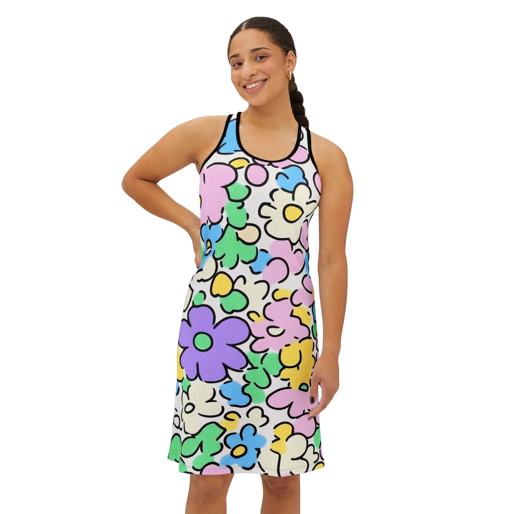 Vibrant Floral Tank Dress, Artsulli - Art is Long, Life is Short, Tank Top, , , , , , , 