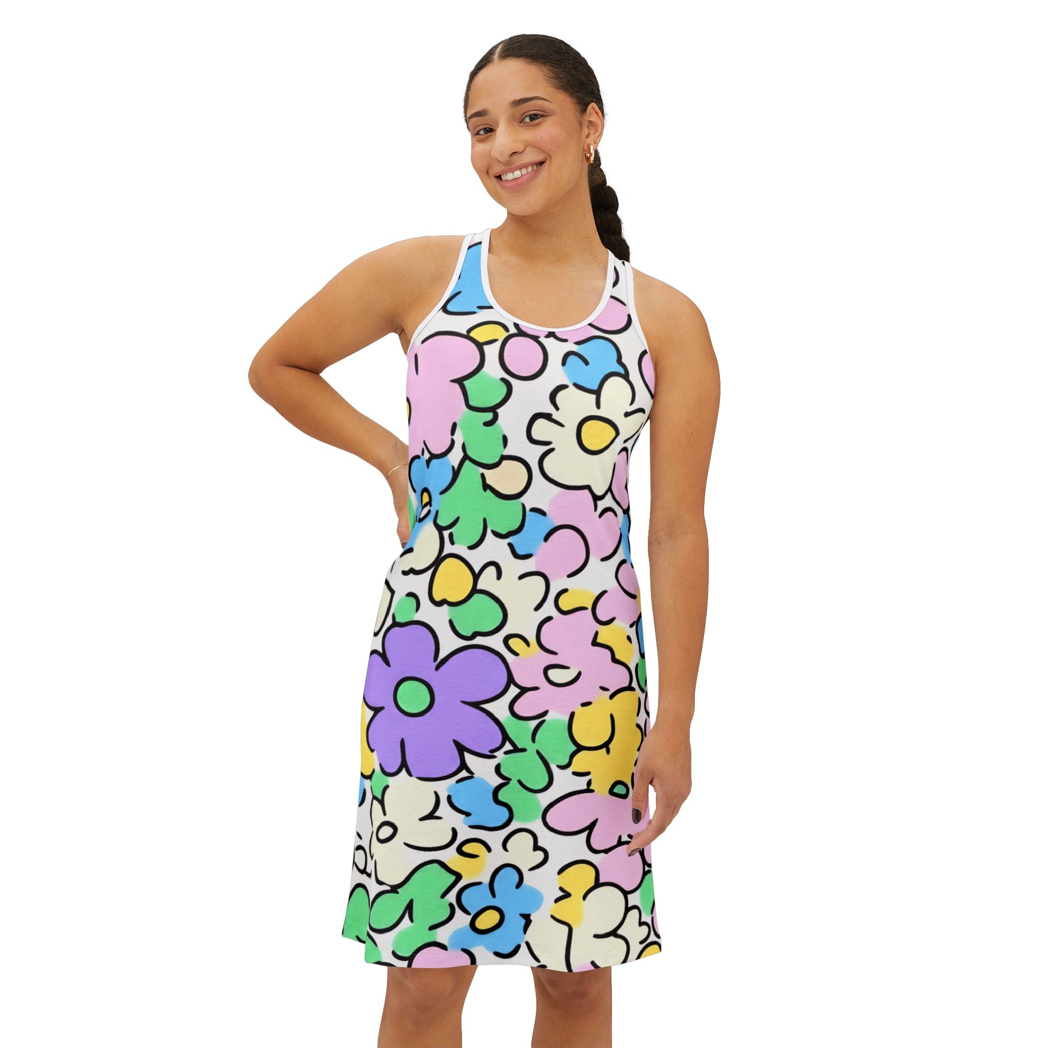 Vibrant Floral Tank Dress, Artsulli - Art is Long, Life is Short, Tank Top, , , , , , , 