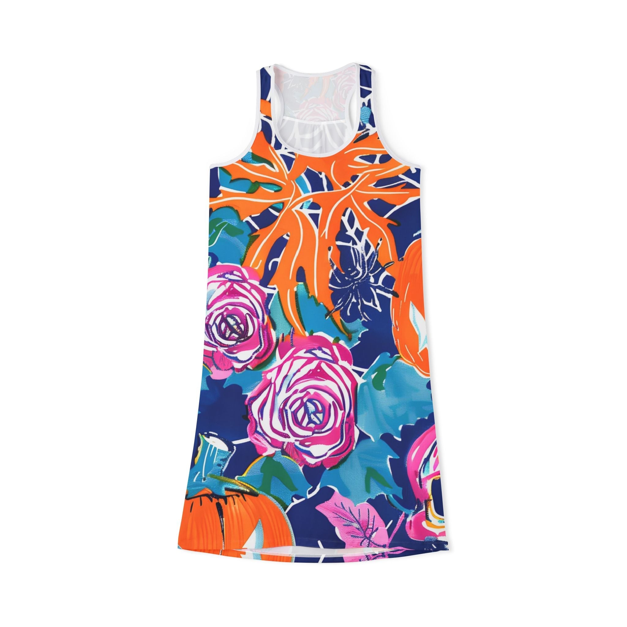 Vibrant Floral Tank Dress, Artsulli - Art is Long, Life is Short, Tank Top, Size, XS, Color, White, , , 12591747779966754829