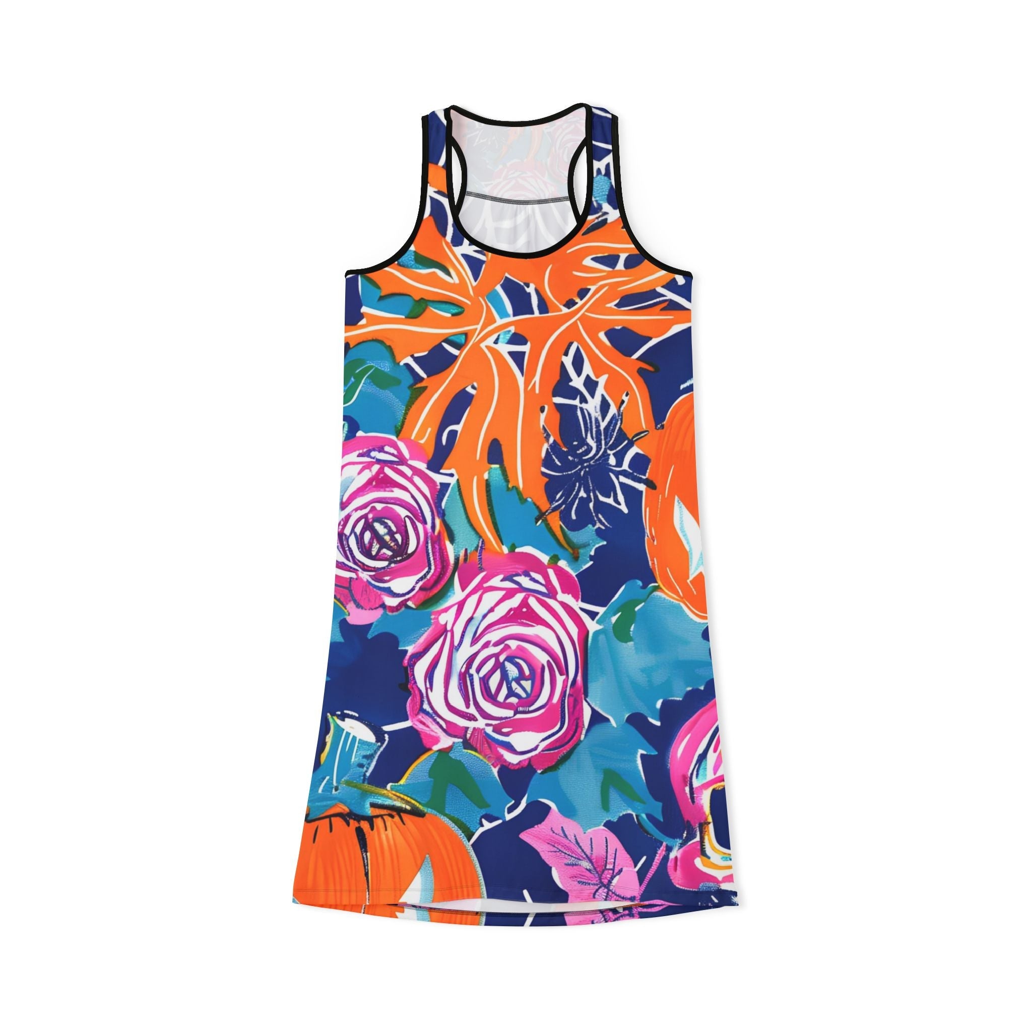 Vibrant Floral Tank Dress, Artsulli - Art is Long, Life is Short, Tank Top, Size, XS, Color, Black, , , 21813307442931780368