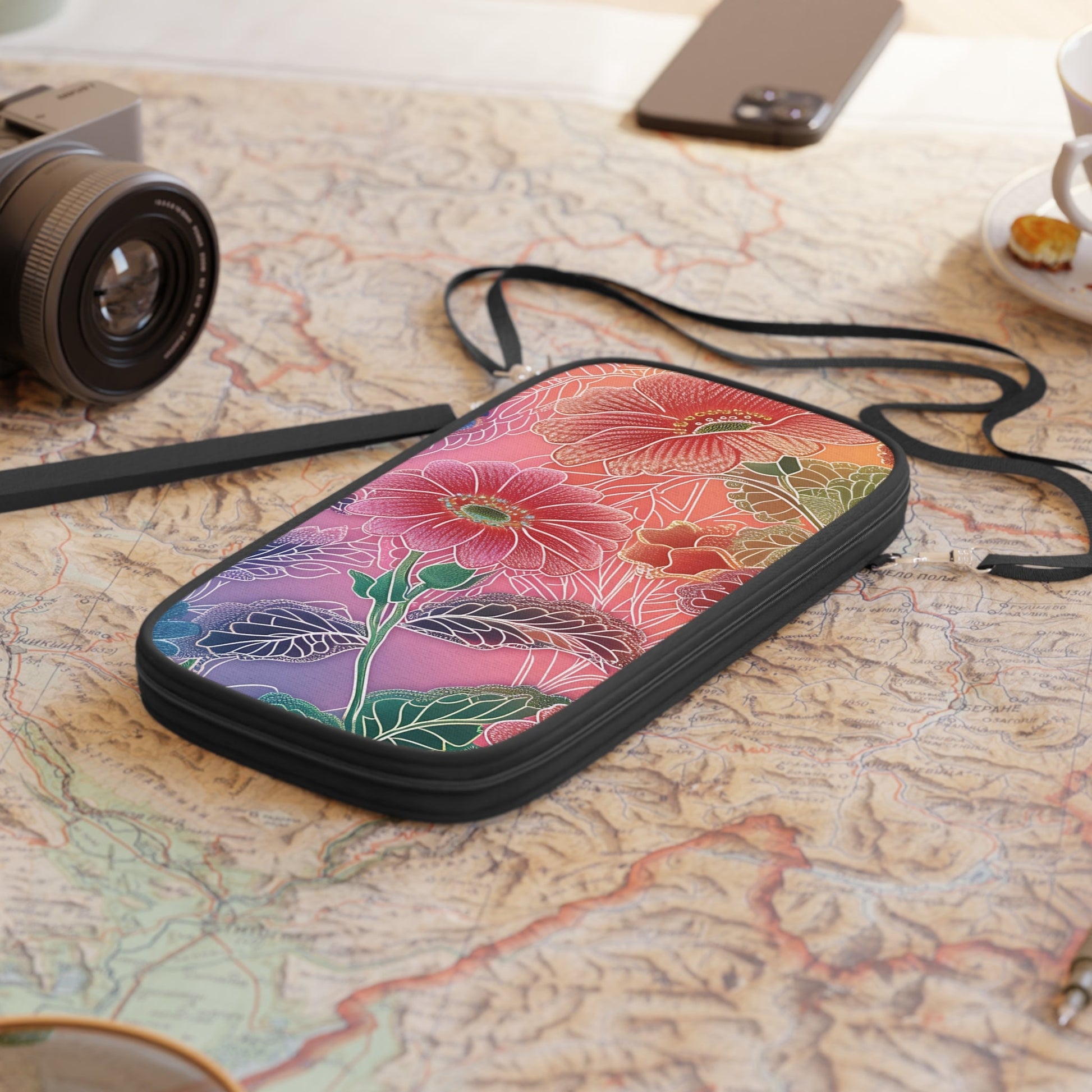 Vibrant Floral Travel Wallet, Artsulli - Art is Long, Life is Short, Bags, , , , , , , 