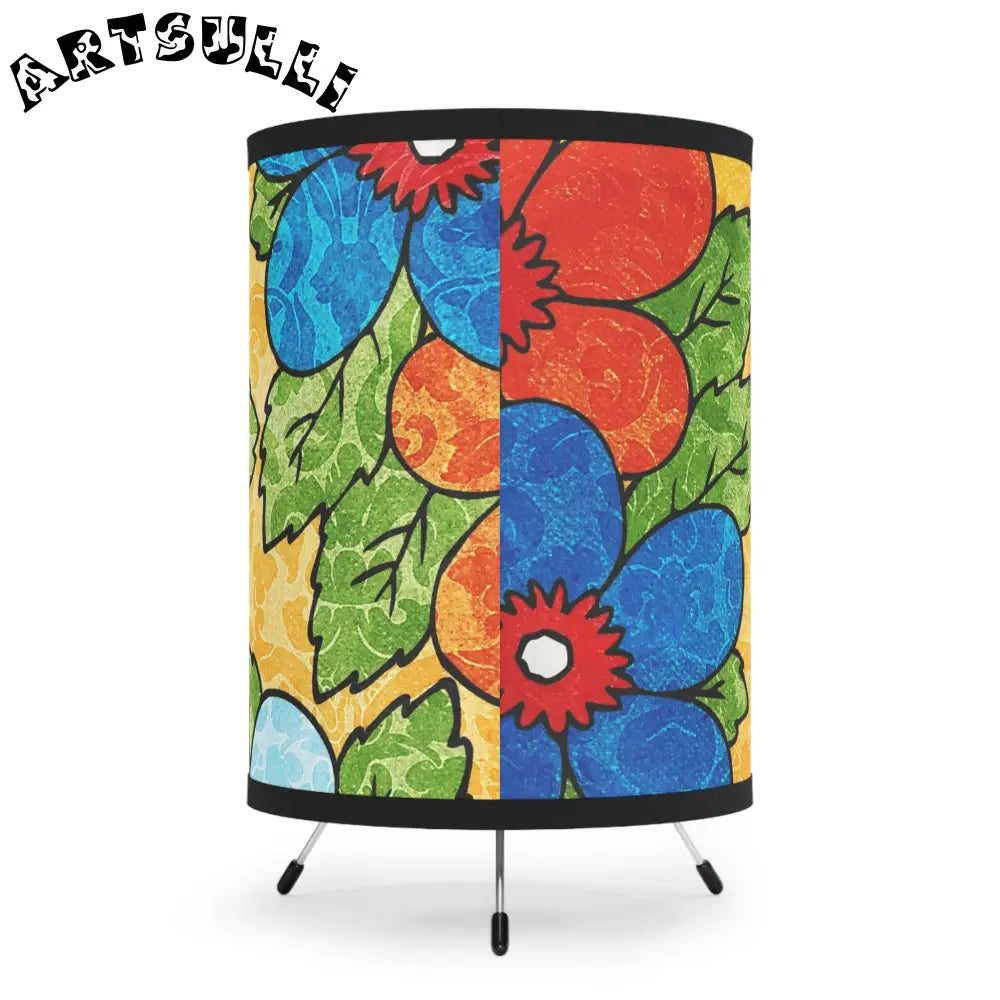 Vibrant Floral Tripod Lamp with Custom Lamp Shade, Artsulli - Art is Long, Life is Short, Home Decor, , , , , , , 
