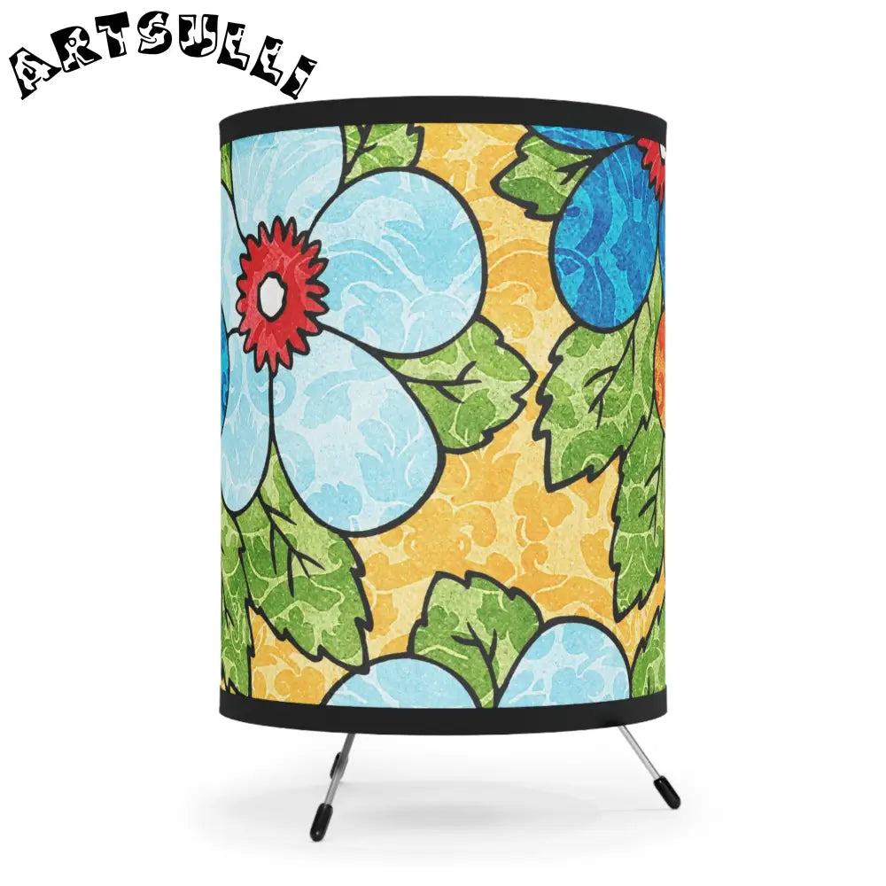 Vibrant Floral Tripod Lamp with Custom Lamp Shade, Artsulli - Art is Long, Life is Short, Home Decor, , , , , , , 