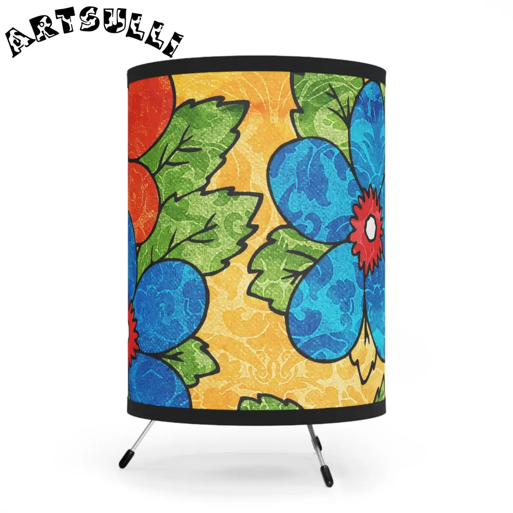 Vibrant Floral Tripod Lamp with Custom Lamp Shade, Artsulli - Art is Long, Life is Short, Home Decor, , , , , , , 