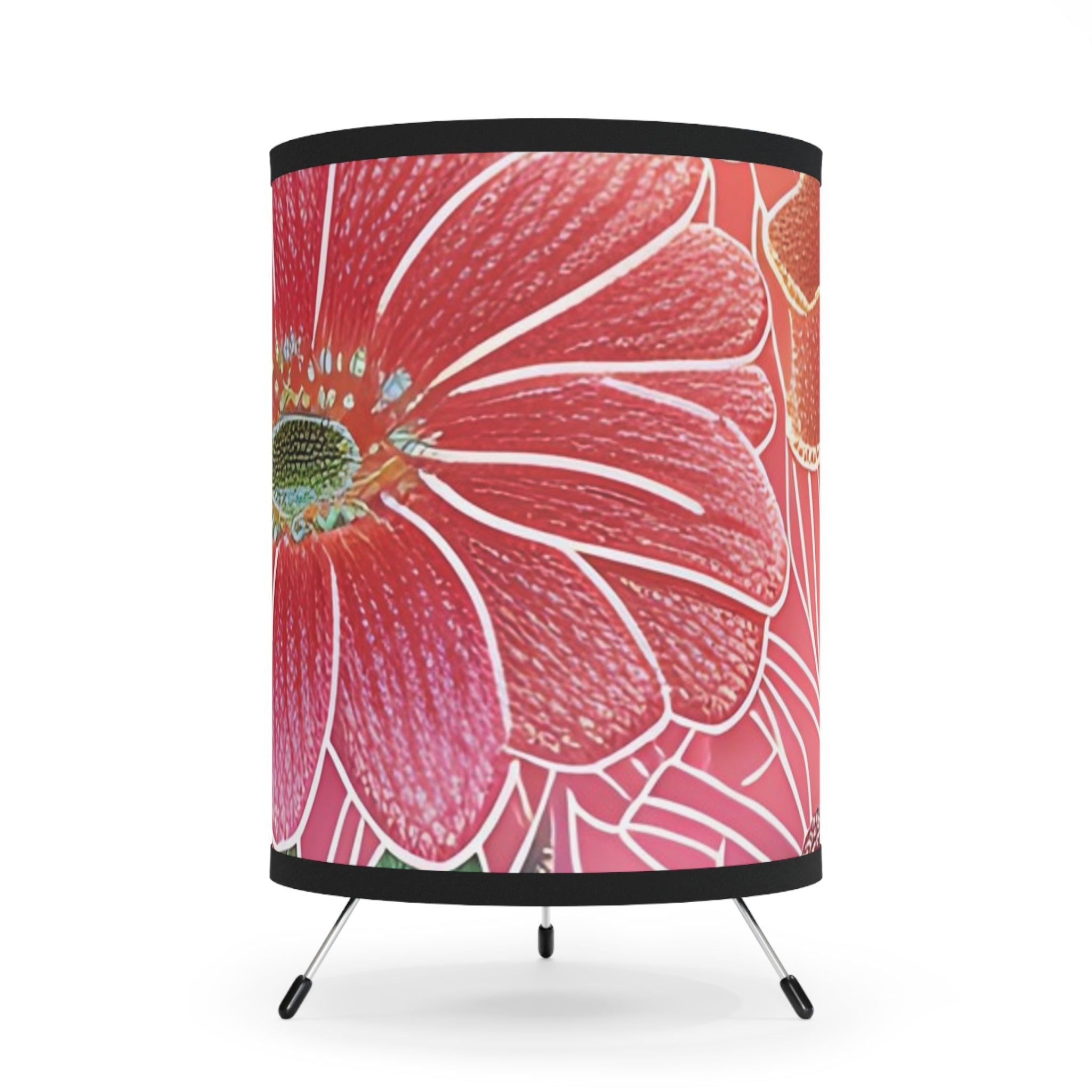 Vibrant Floral Tripod Table Lamp, Artsulli - Art is Long, Life is Short, Home Decor, Size, One size, Color, Black, , , 25790472693425971689