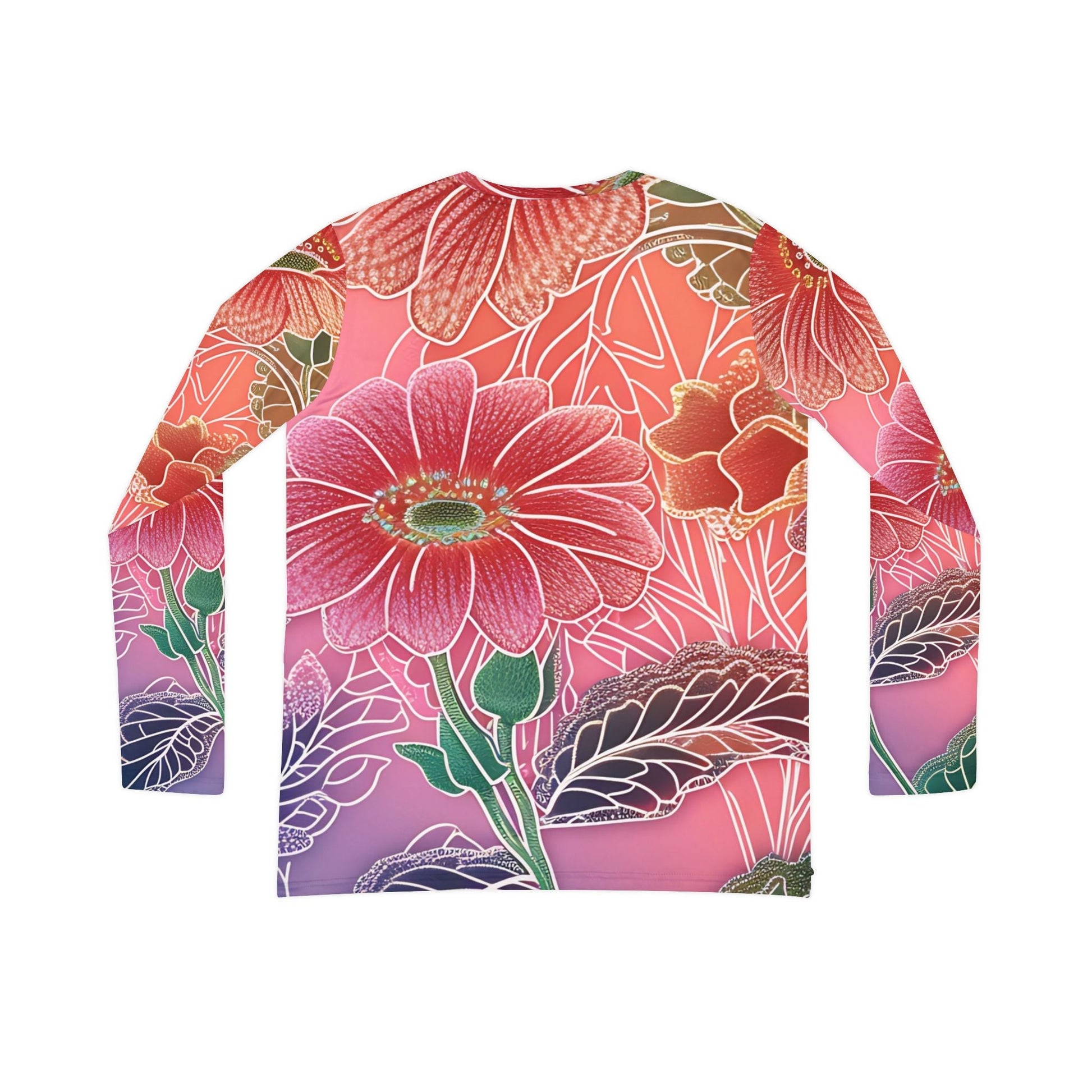 Vibrant Floral V-Neck Long Sleeve Top, Artsulli - Art is Long, Life is Short, All Over Prints, , , , , , , 
