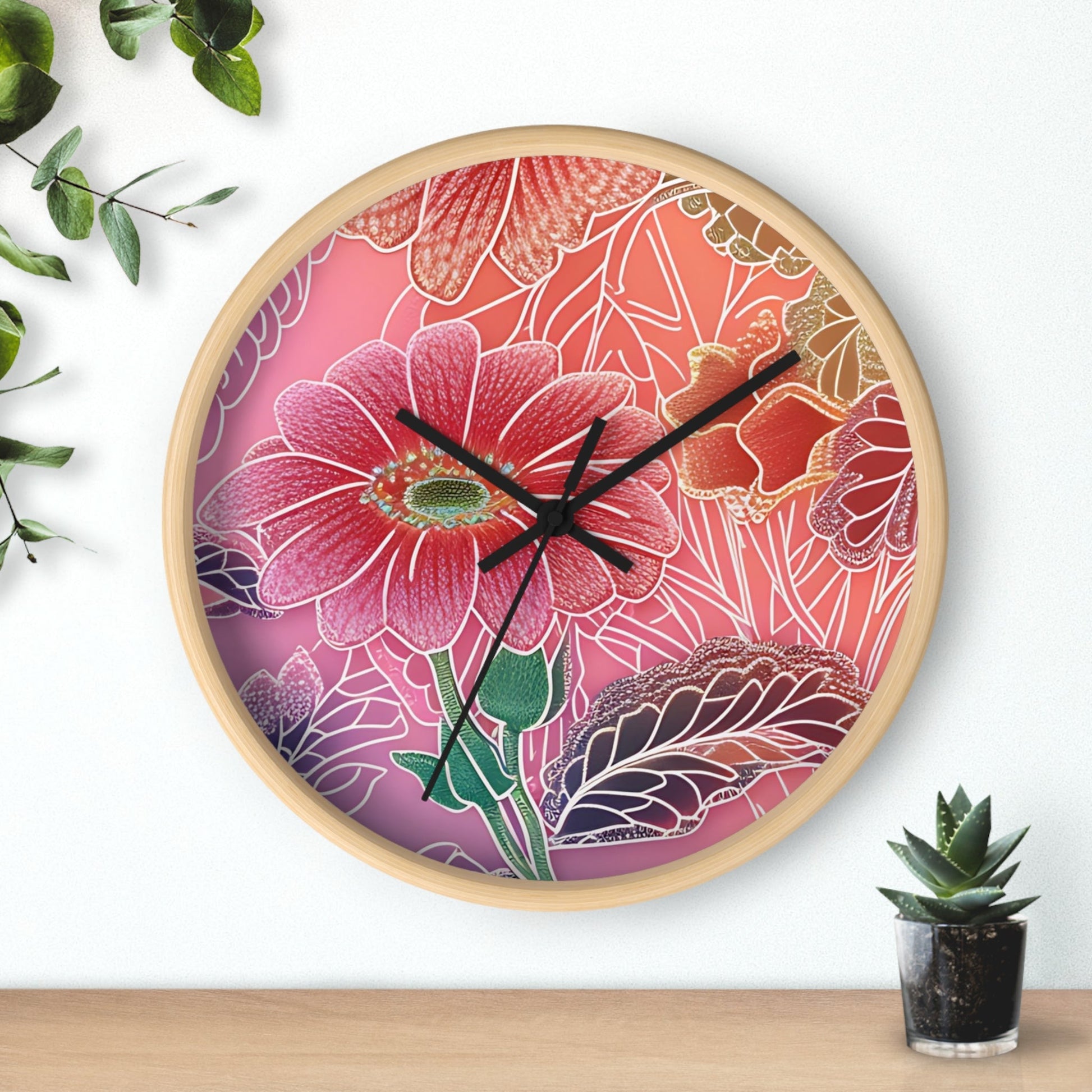 Vibrant Floral Wall Clock, Artsulli - Art is Long, Life is Short, Home Decor, , , , , , , 