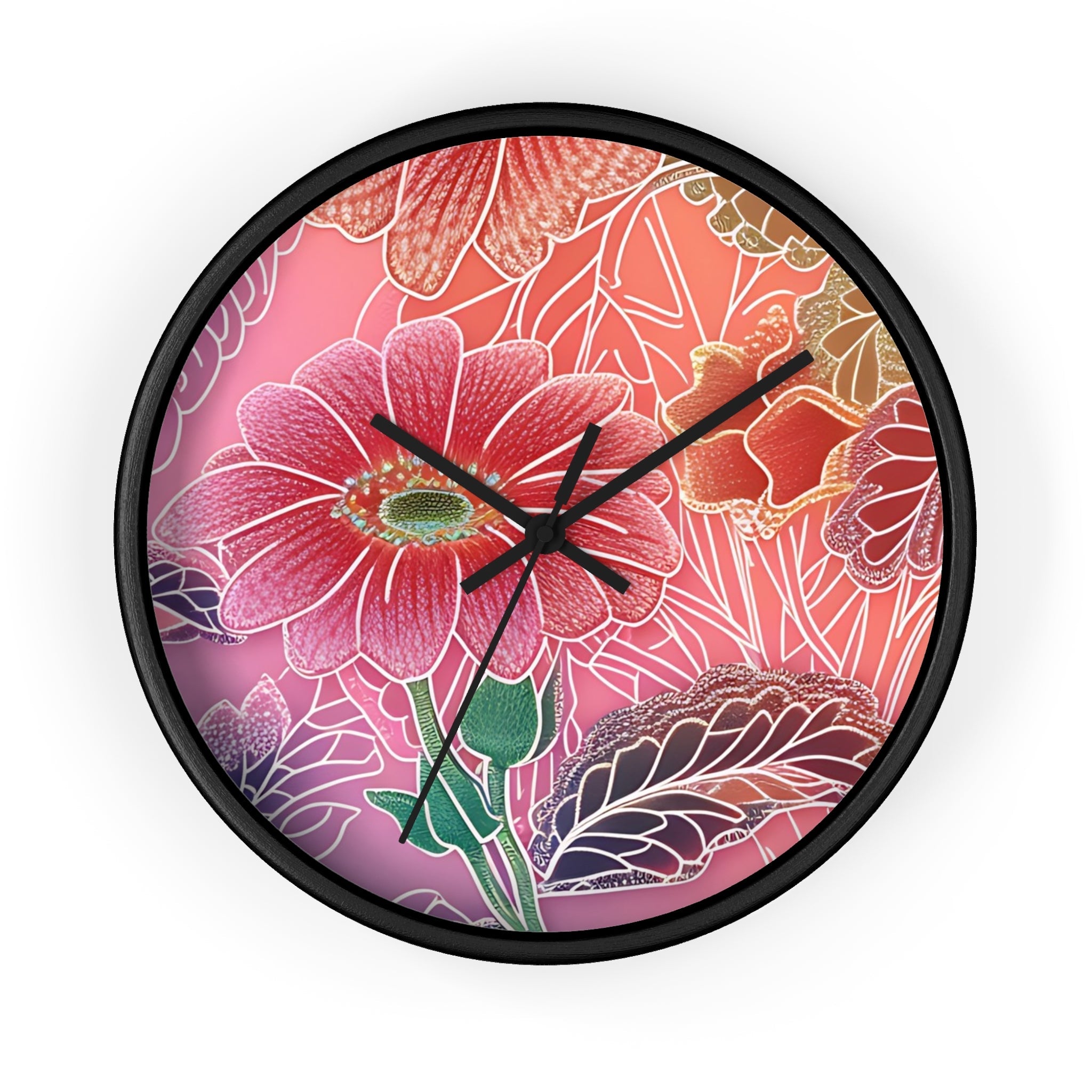 Printify Vibrant Floral Wall Clock 2025