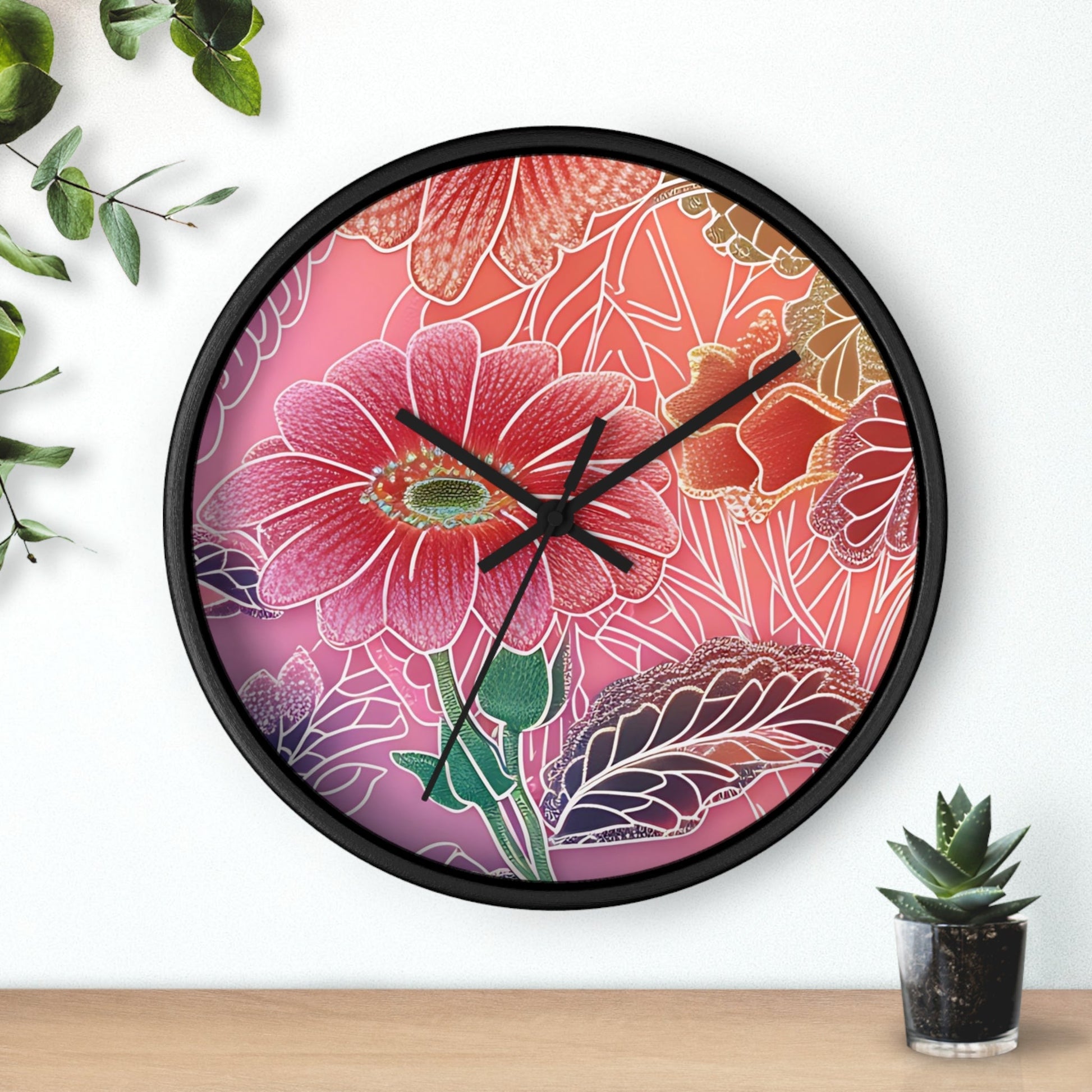 Vibrant Floral Wall Clock, Artsulli - Art is Long, Life is Short, Home Decor, , , , , , , 