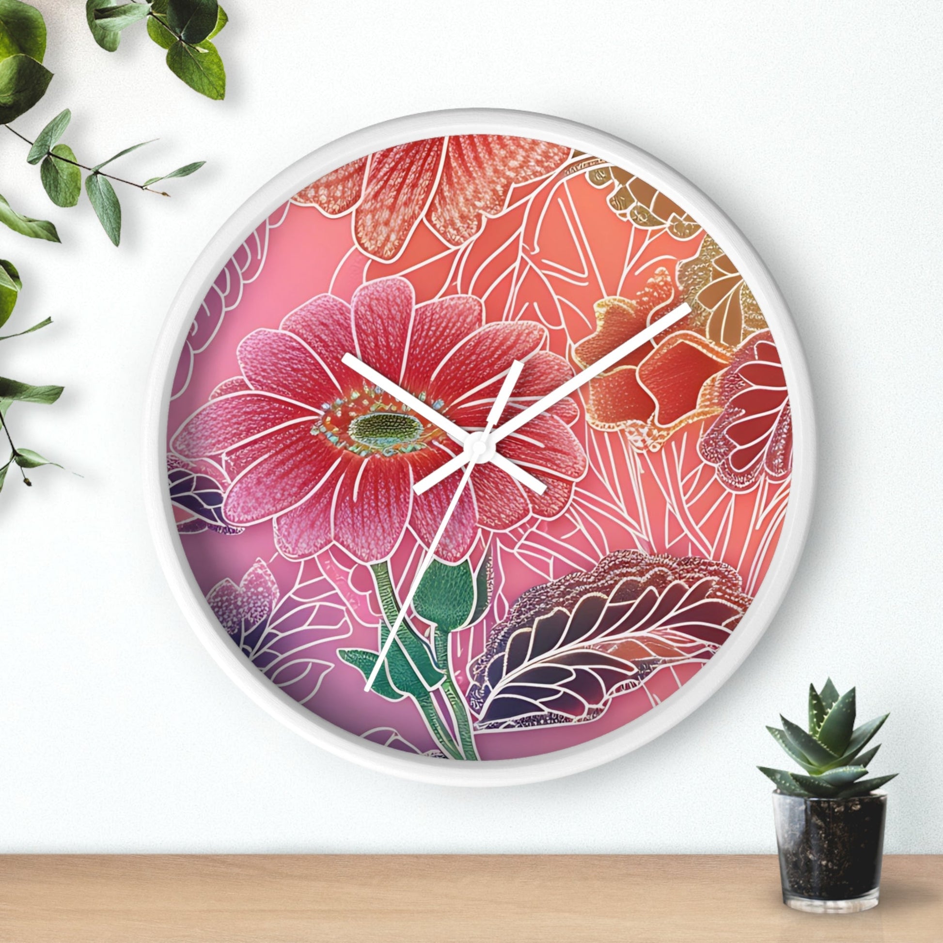 Vibrant Floral Wall Clock, Artsulli - Art is Long, Life is Short, Home Decor, , , , , , , 