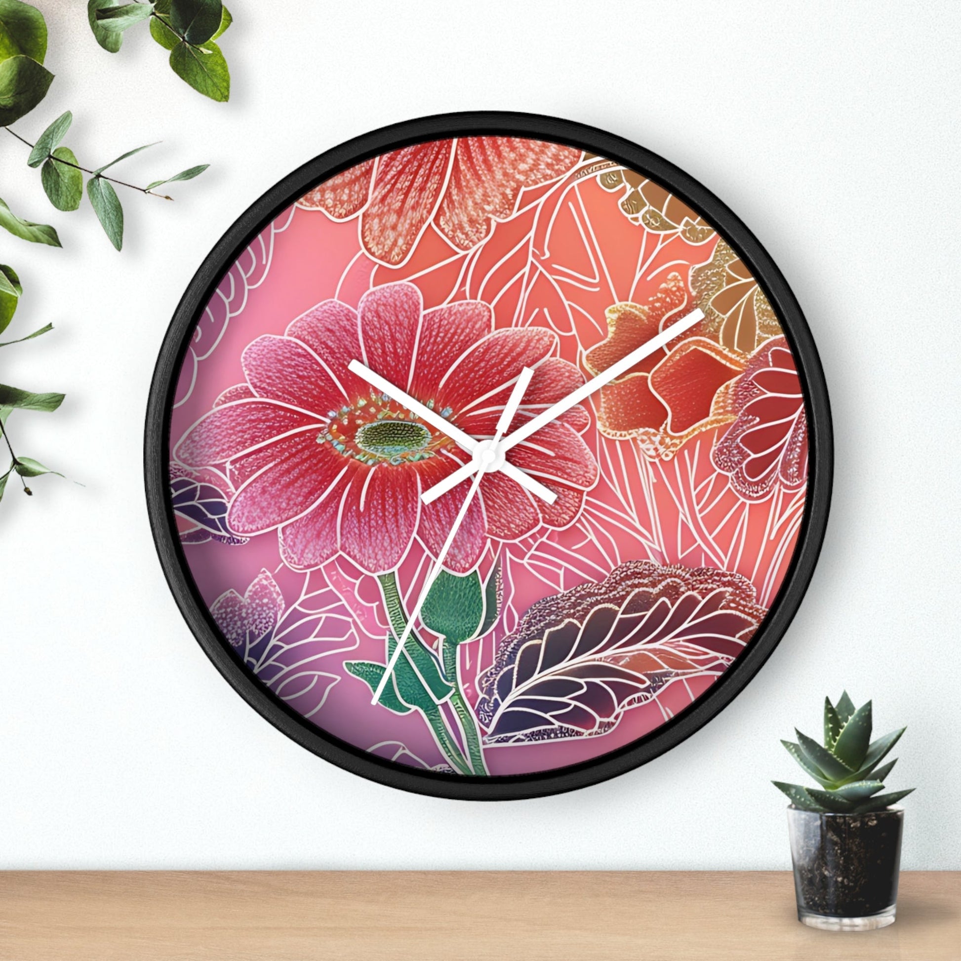 Vibrant Floral Wall Clock, Artsulli - Art is Long, Life is Short, Home Decor, , , , , , , 
