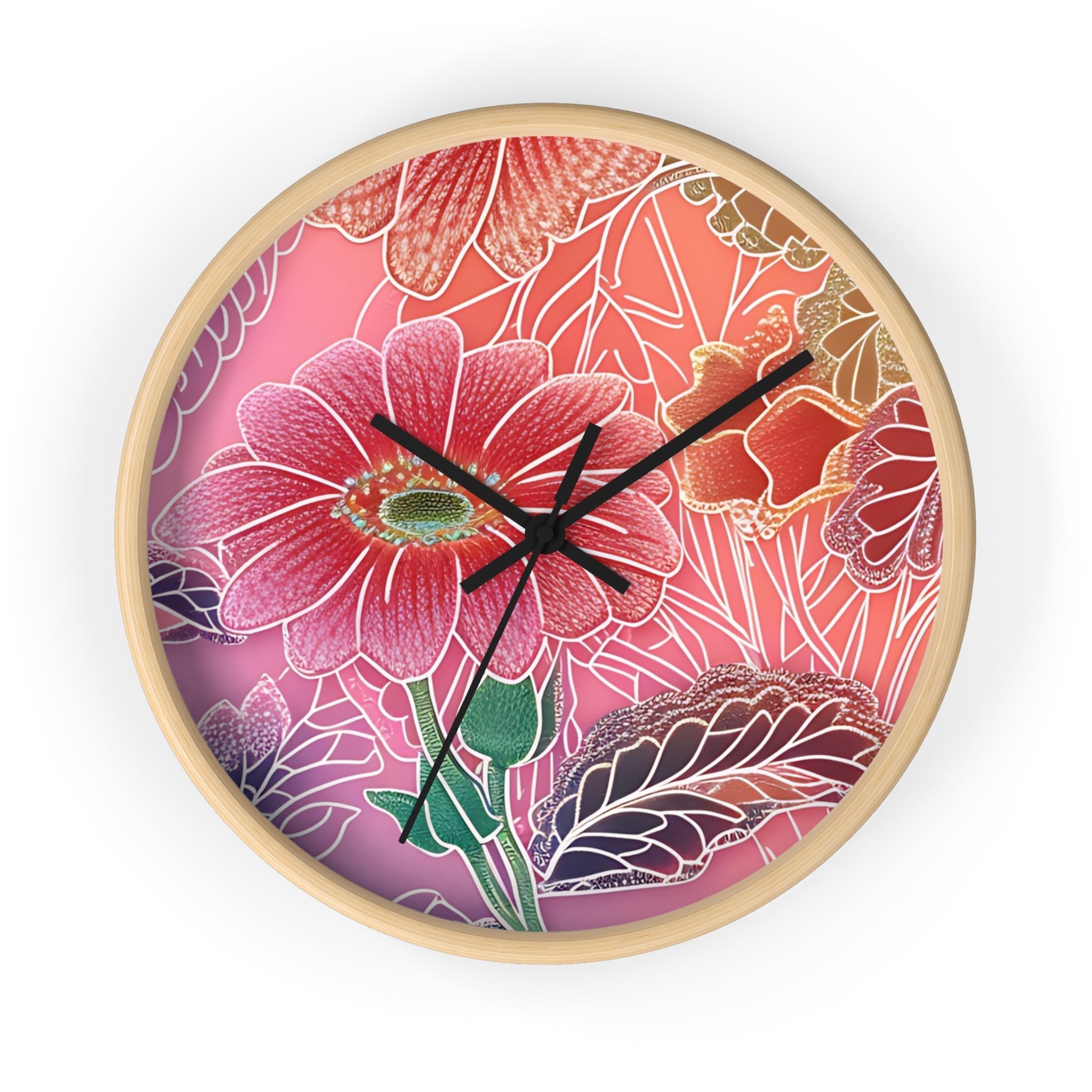 Printify Vibrant Floral Wall Clock 2025