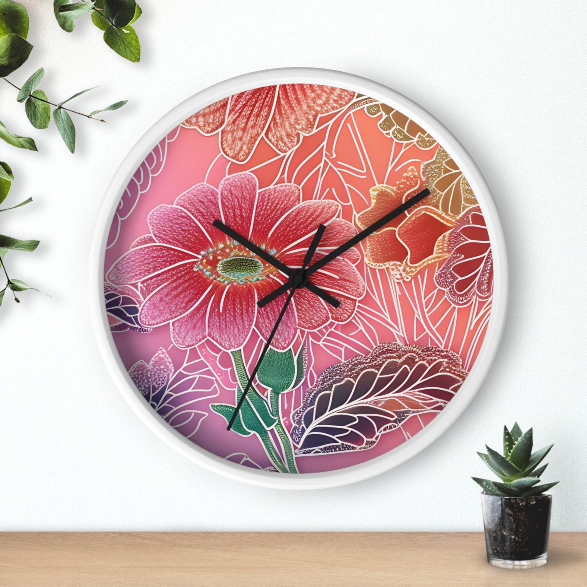 Vibrant Floral Wall Clock, Artsulli - Art is Long, Life is Short, Home Decor, , , , , , , 