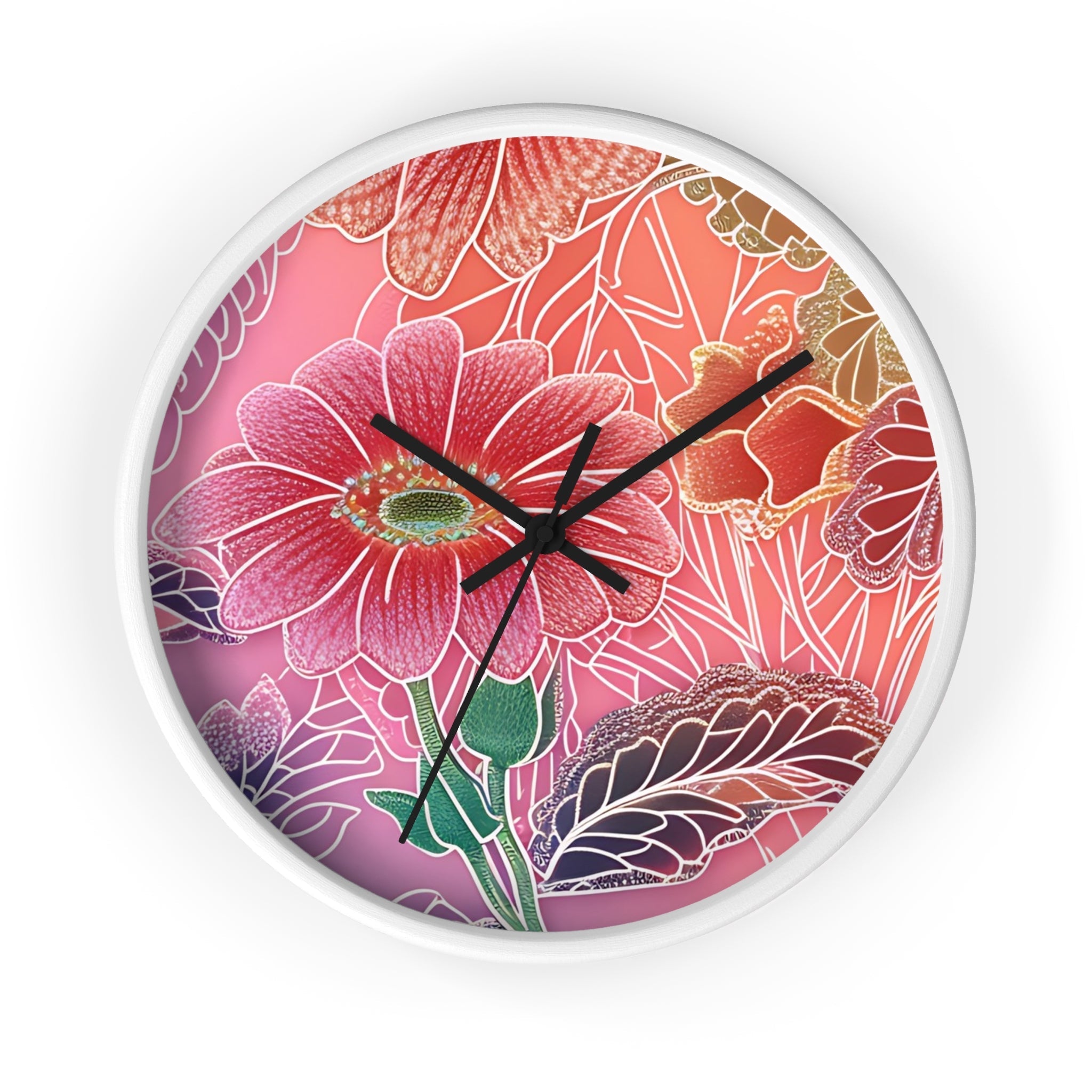 Printify Vibrant Floral Wall Clock 2025