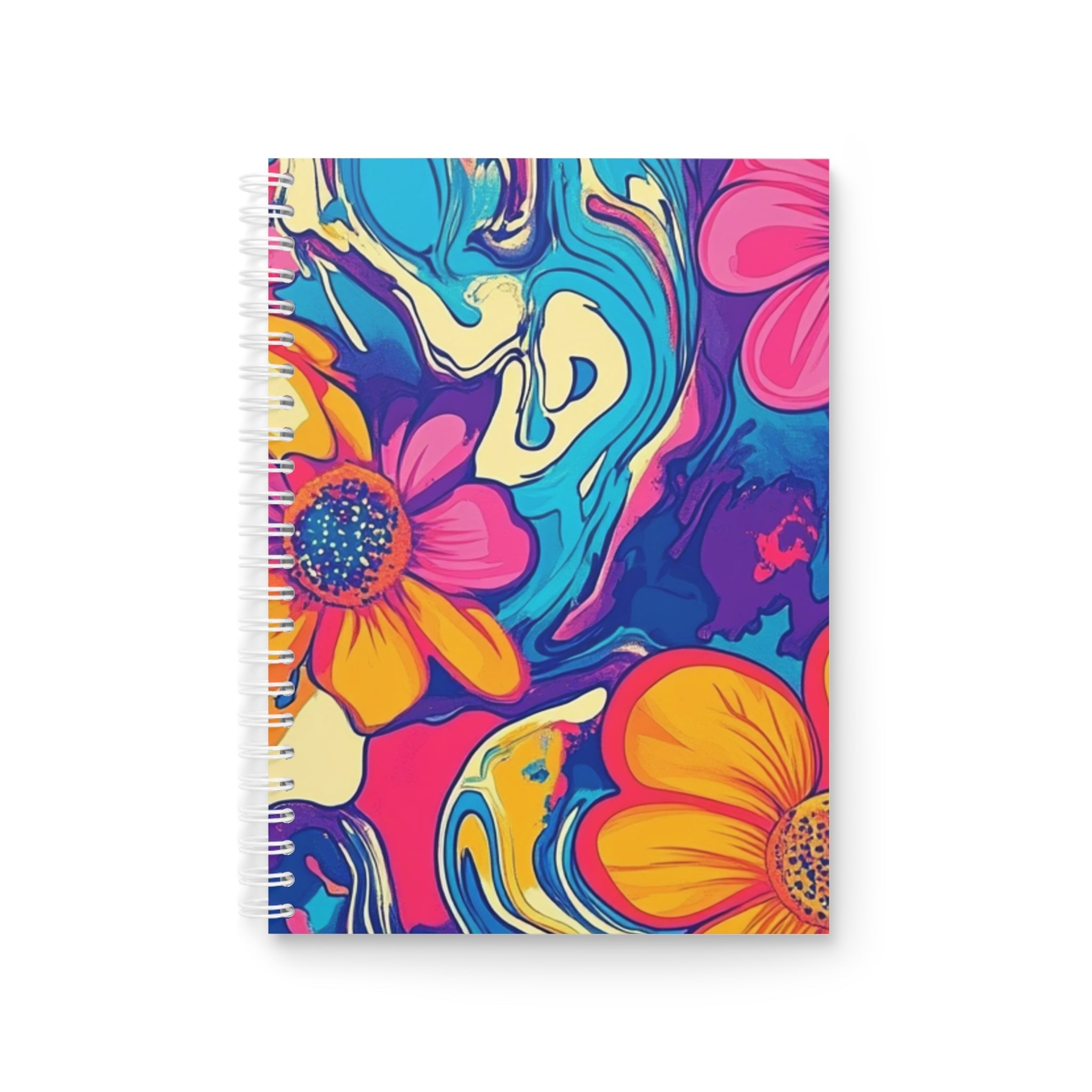 Vibrant Floral Wide-Ruled Spiral Notebook, Artsulli - Art is Long, Life is Short, Paper products, Size, One Size, , , , , 62876988783956249338