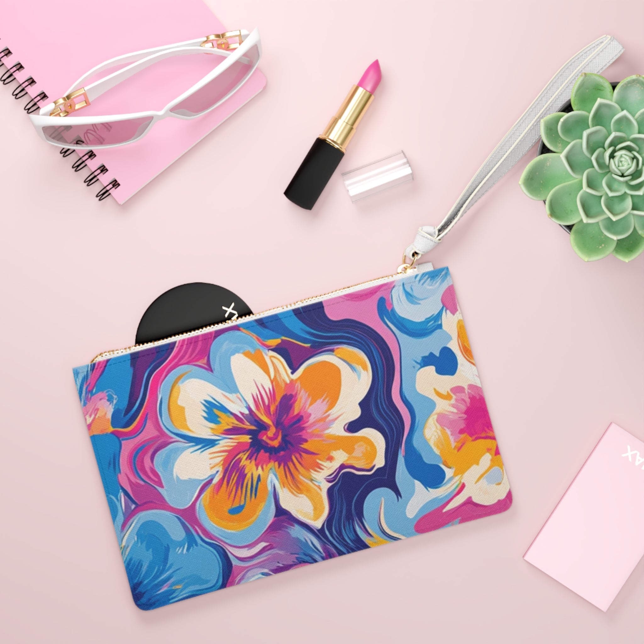 Vibrant Floral Wristlet Clutch Bag, Artsulli - Art is Long, Life is Short, Bags, , , , , , , 