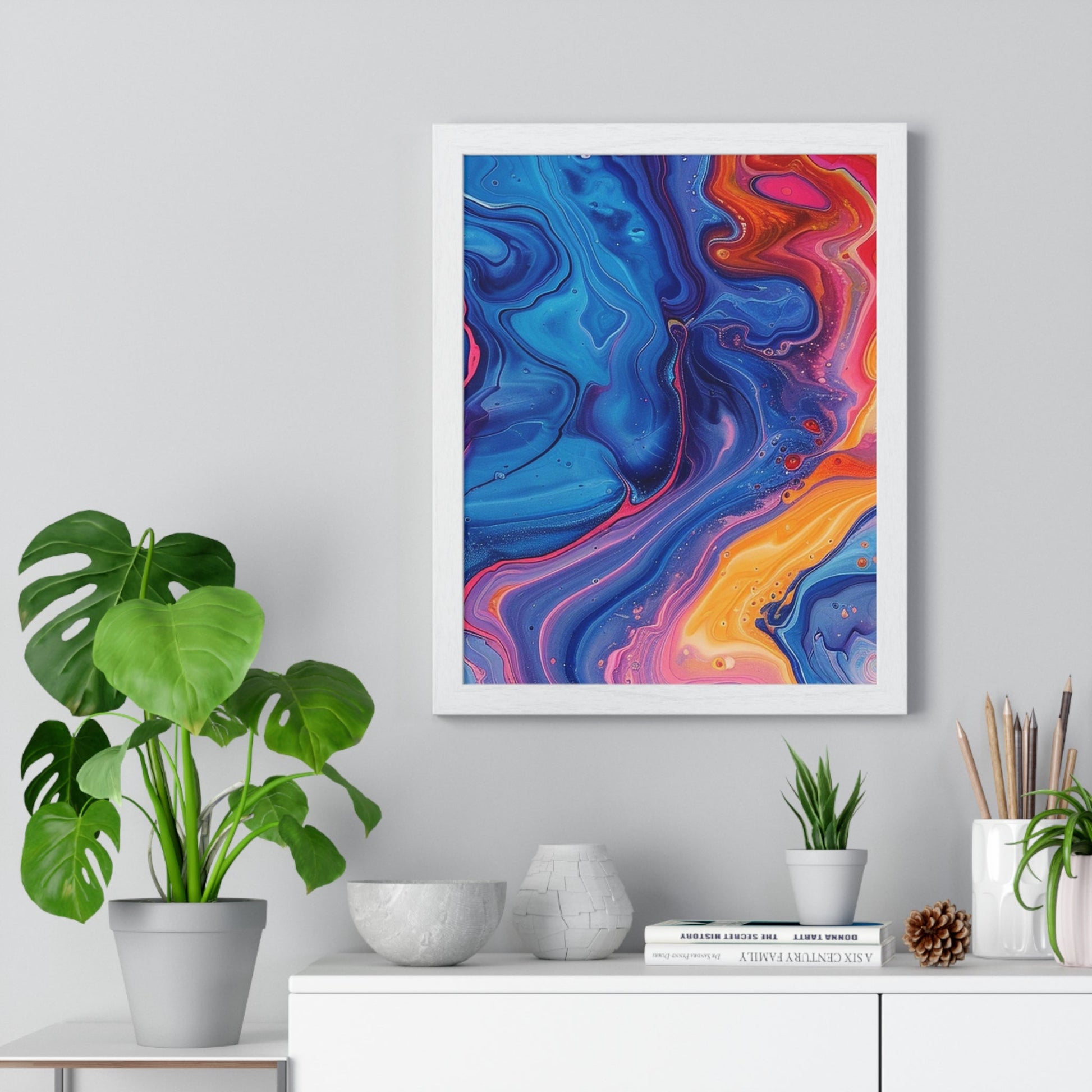 Printify Vibrant Fluid Swirls Framed Poster 2025