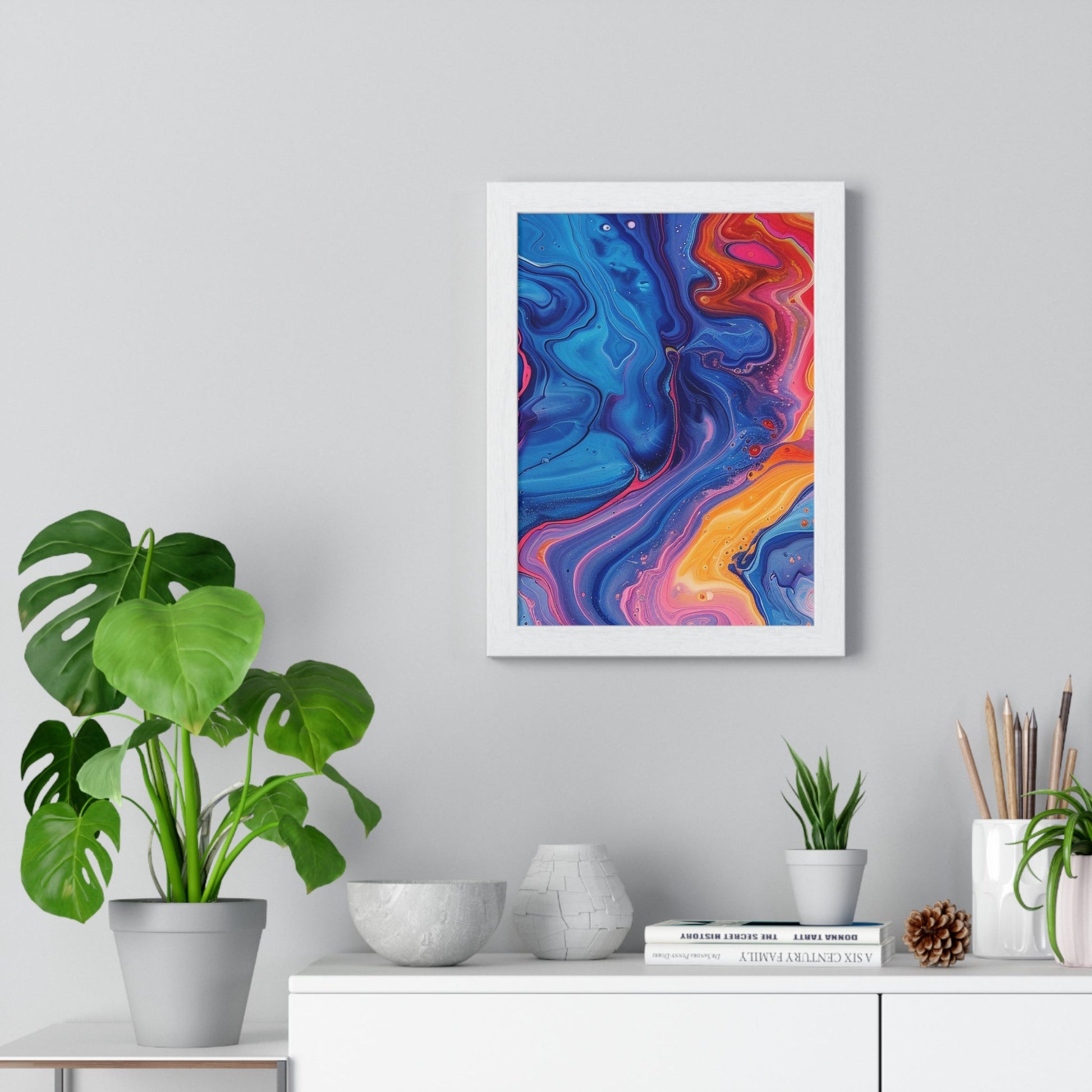 Printify Vibrant Fluid Swirls Framed Poster 2025