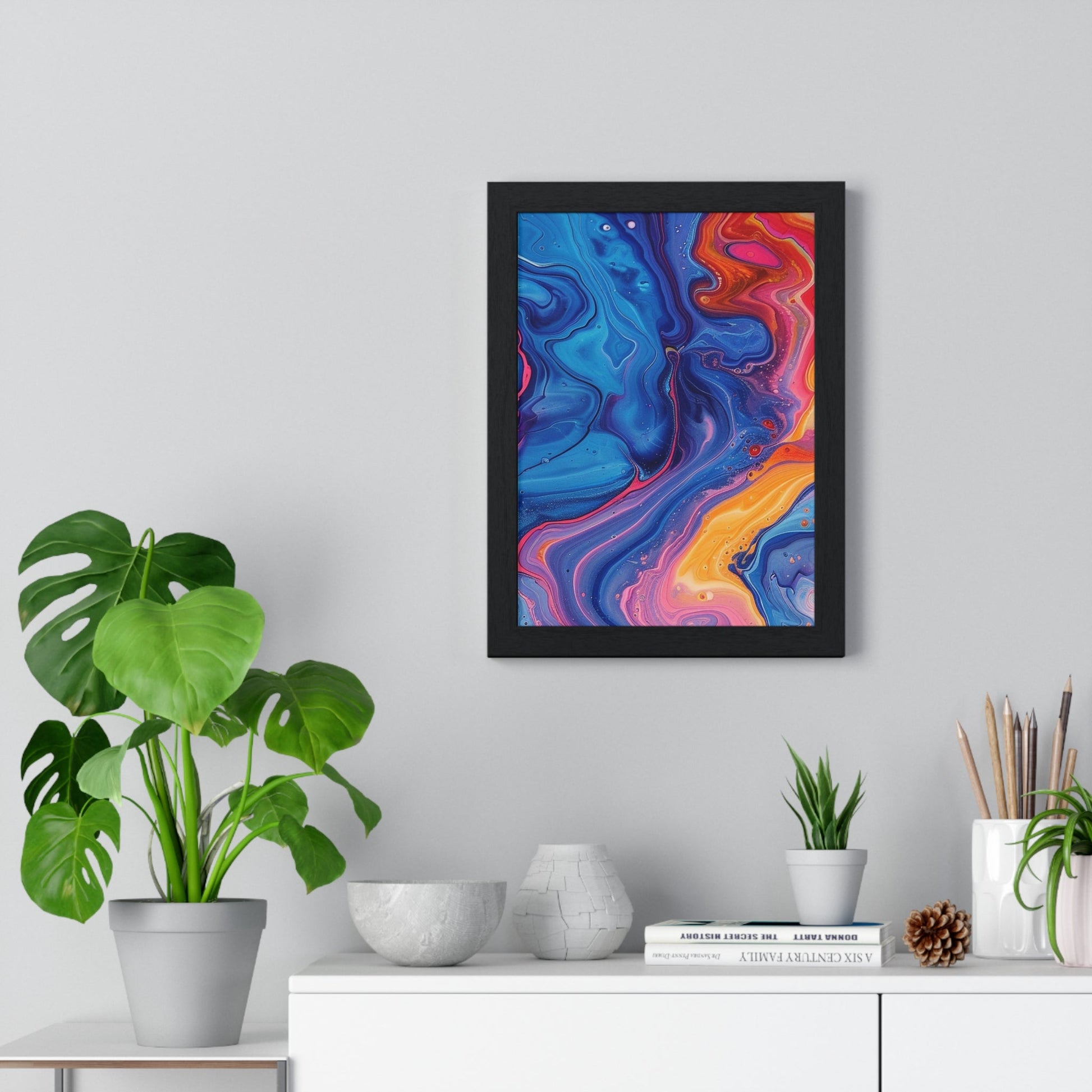 Printify Vibrant Fluid Swirls Framed Poster 2025