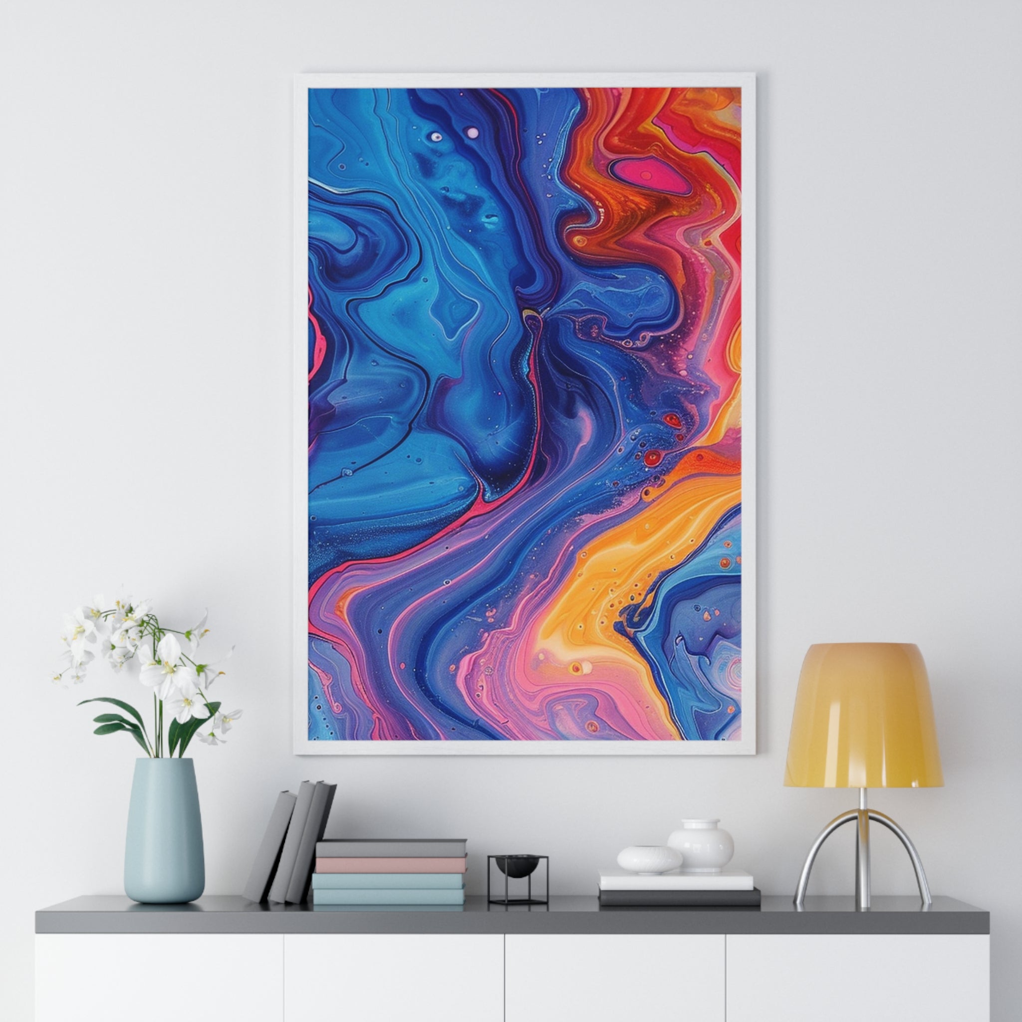 Printify Vibrant Fluid Swirls Framed Poster 2025
