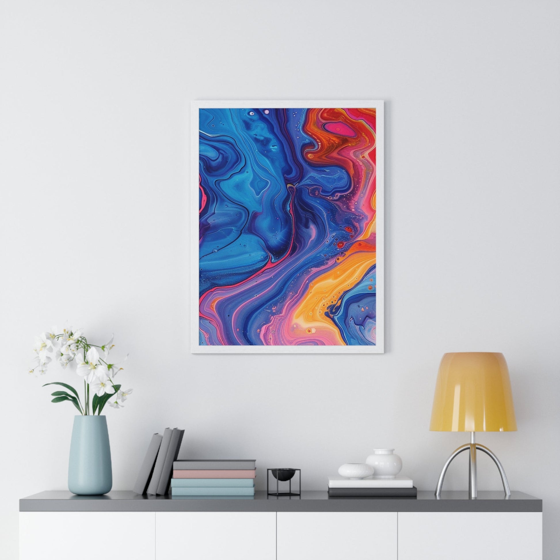 Printify Vibrant Fluid Swirls Framed Poster 2025