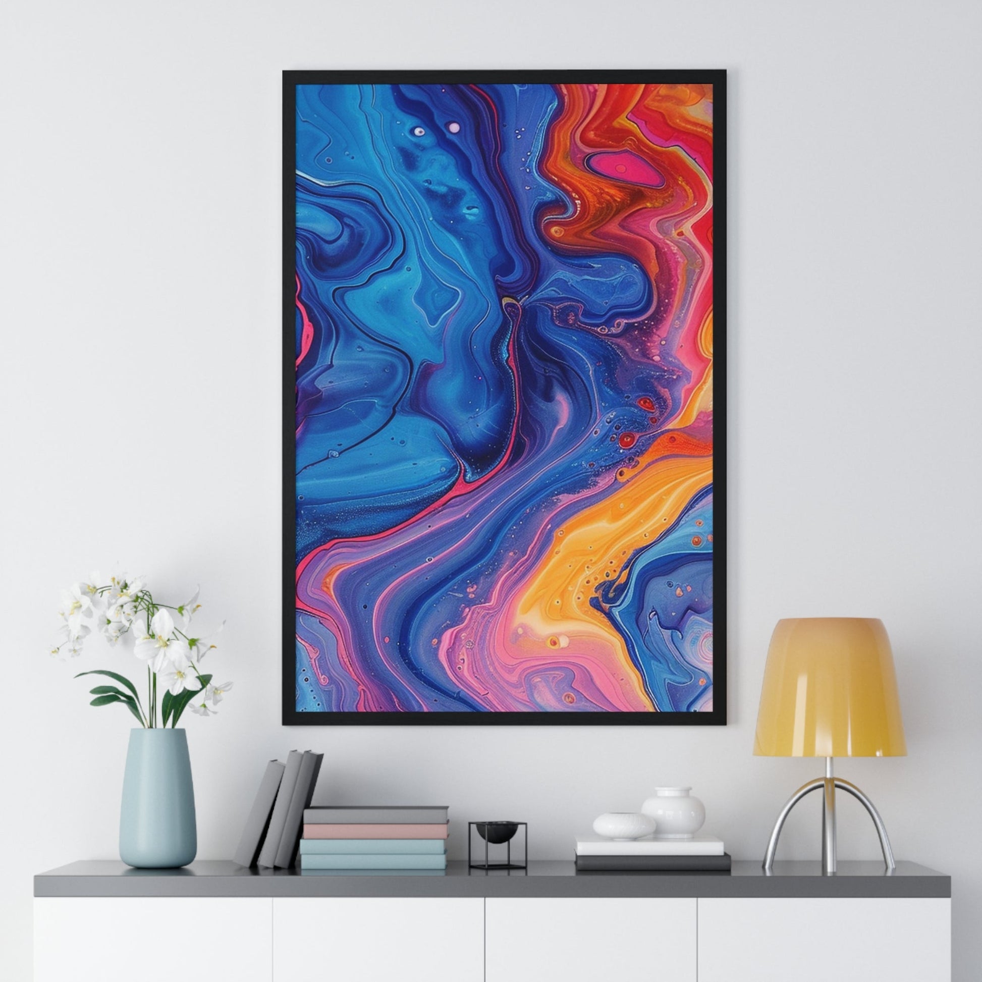 Printify Vibrant Fluid Swirls Framed Poster 2025