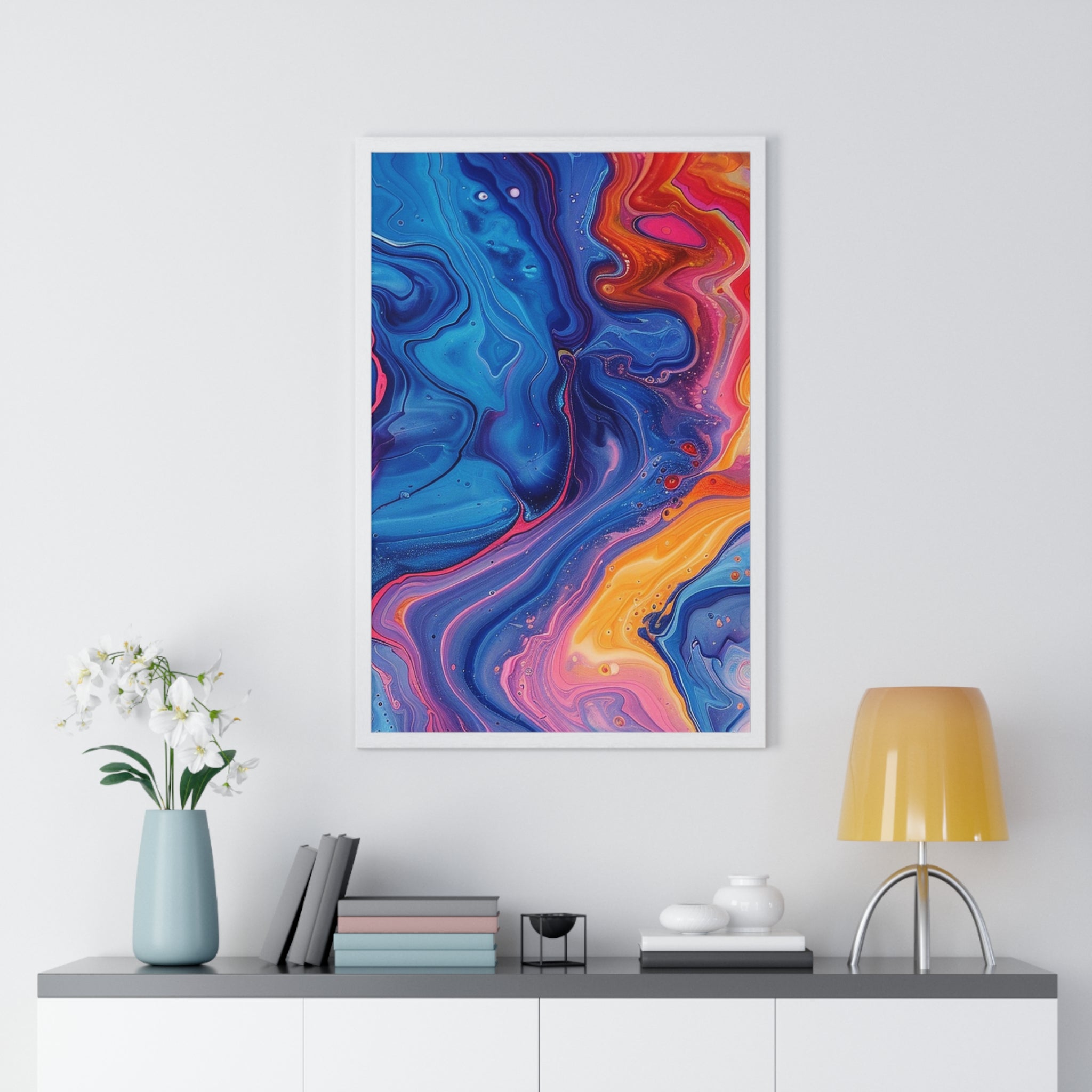 Printify Vibrant Fluid Swirls Framed Poster 2025