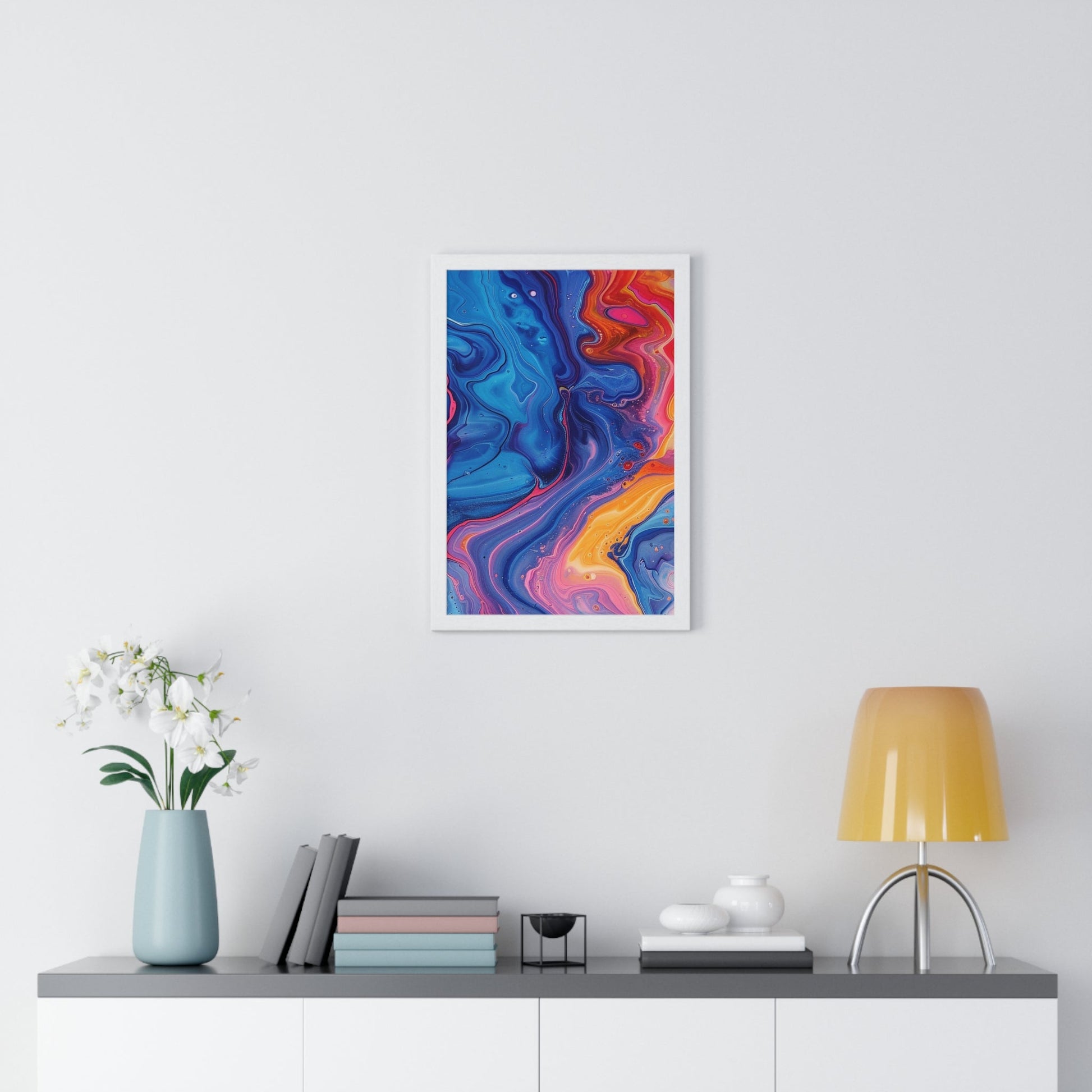 Printify Vibrant Fluid Swirls Framed Poster 2025