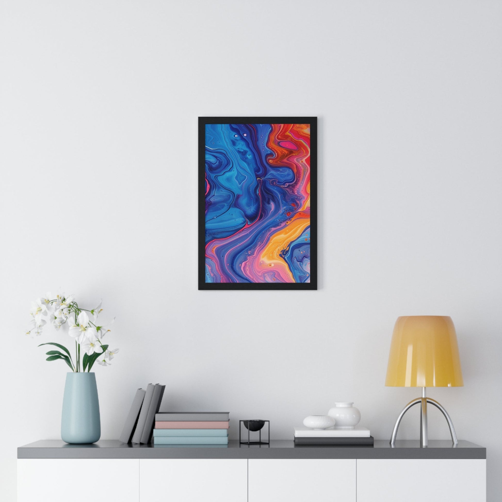 Printify Vibrant Fluid Swirls Framed Poster 2025