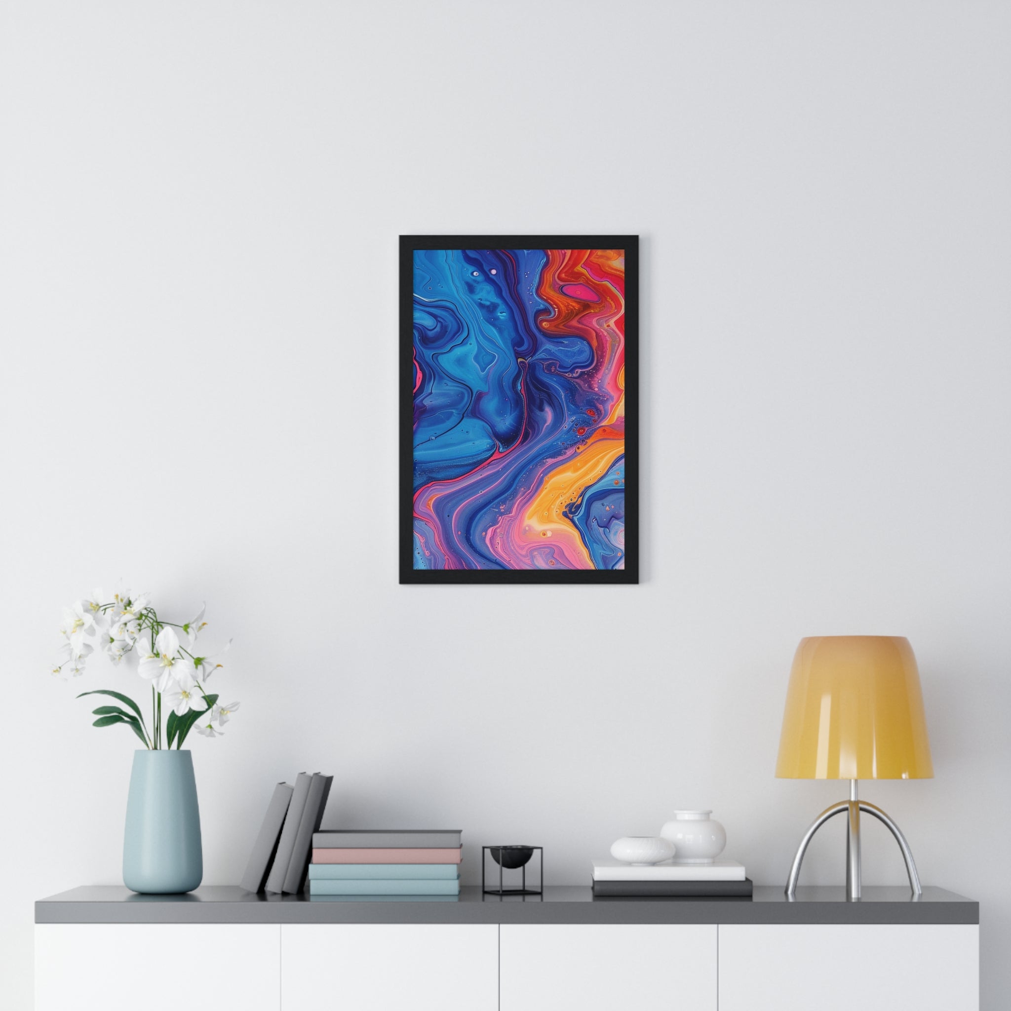 Printify Vibrant Fluid Swirls Framed Poster 2025