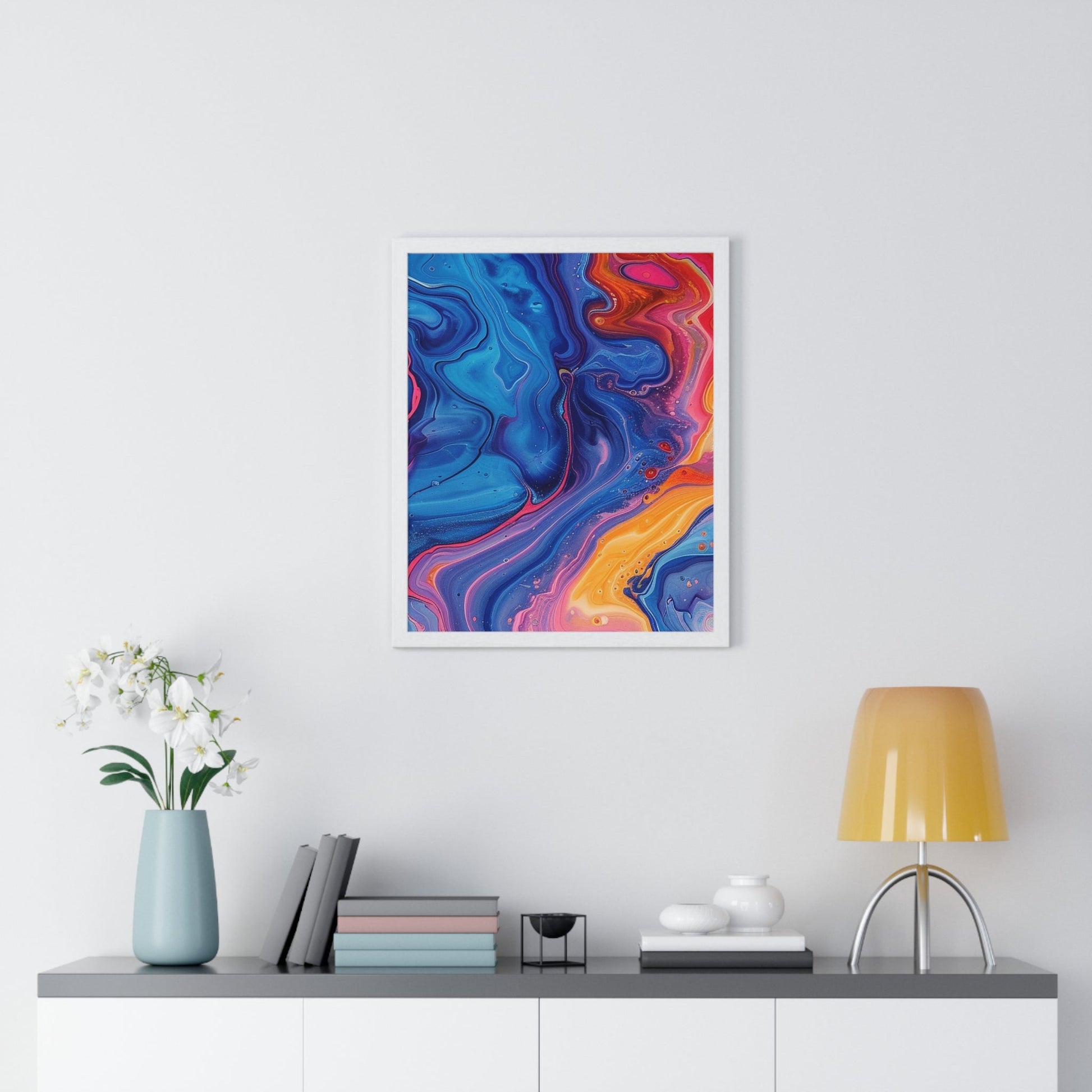 Printify Vibrant Fluid Swirls Framed Poster 2025