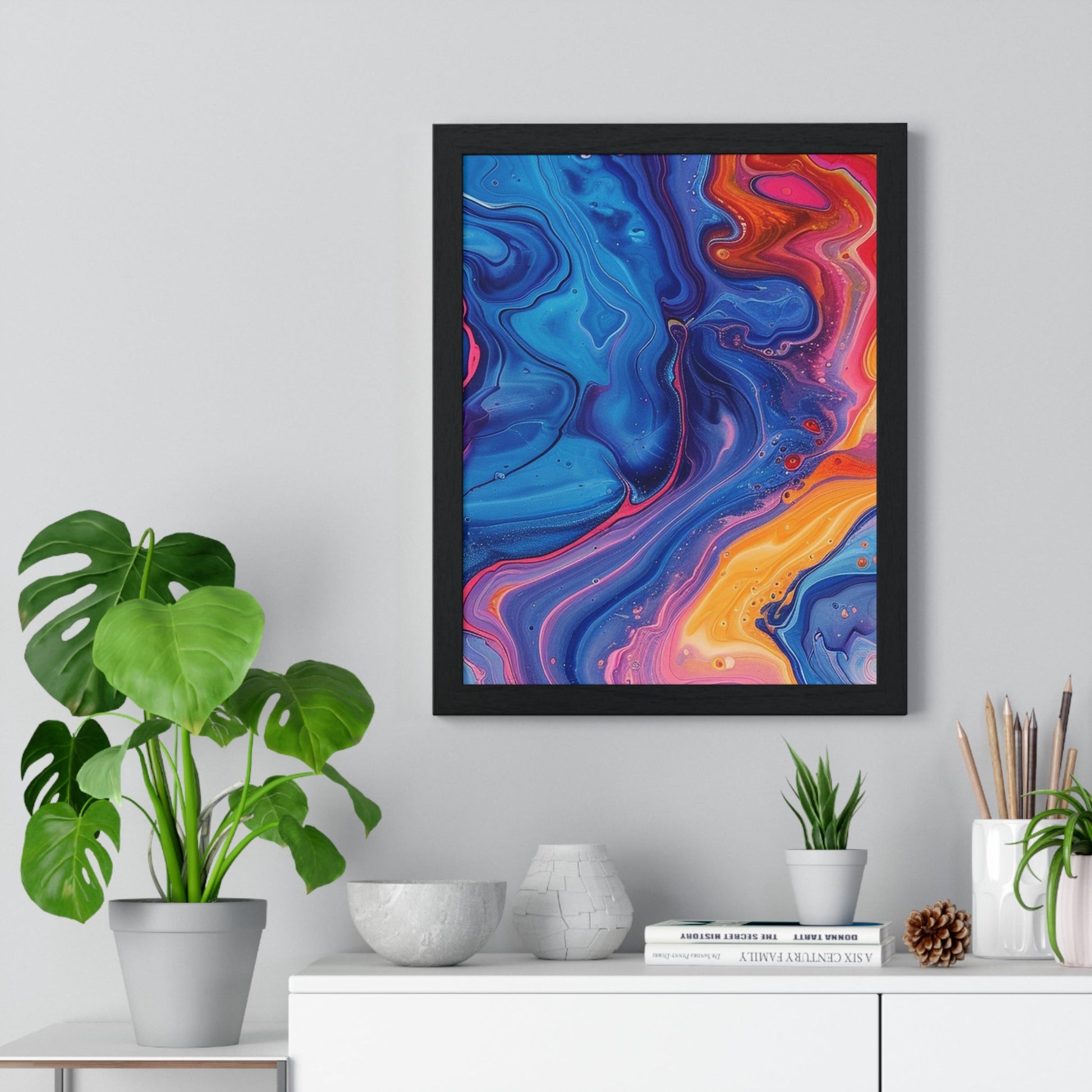 Printify Vibrant Fluid Swirls Framed Poster 2025