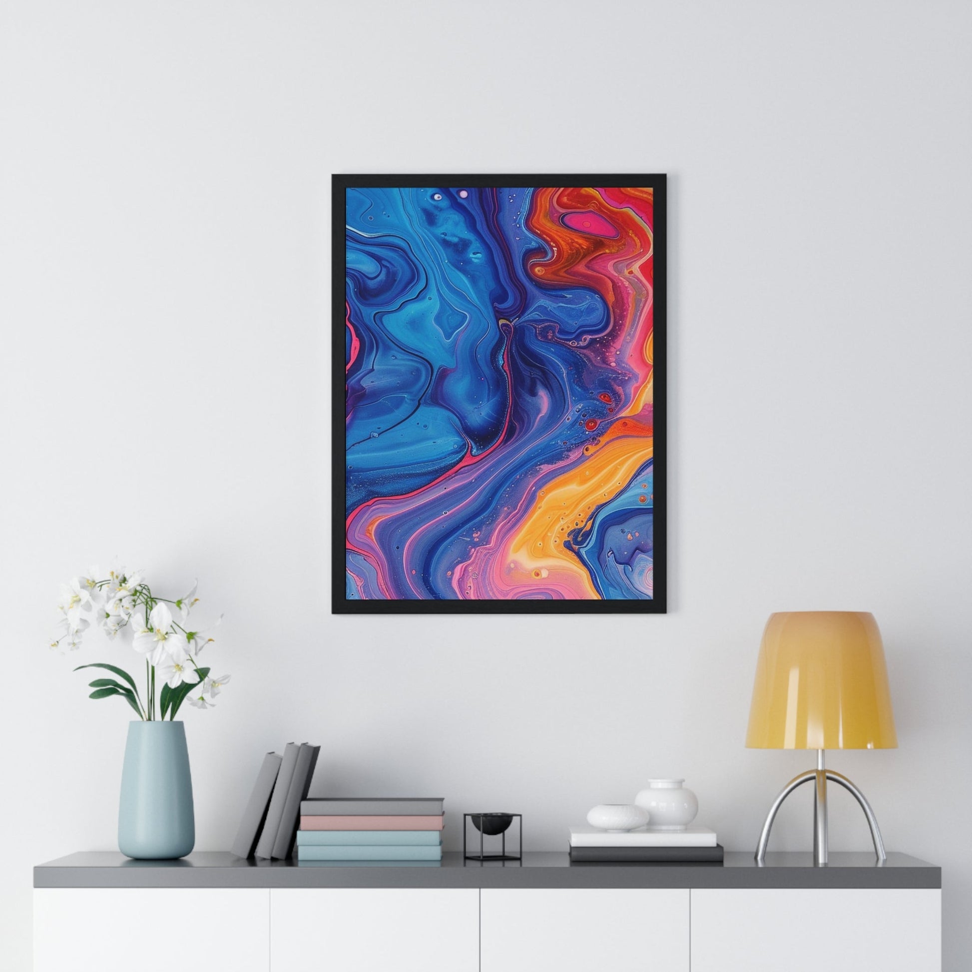 Printify Vibrant Fluid Swirls Framed Poster 2025