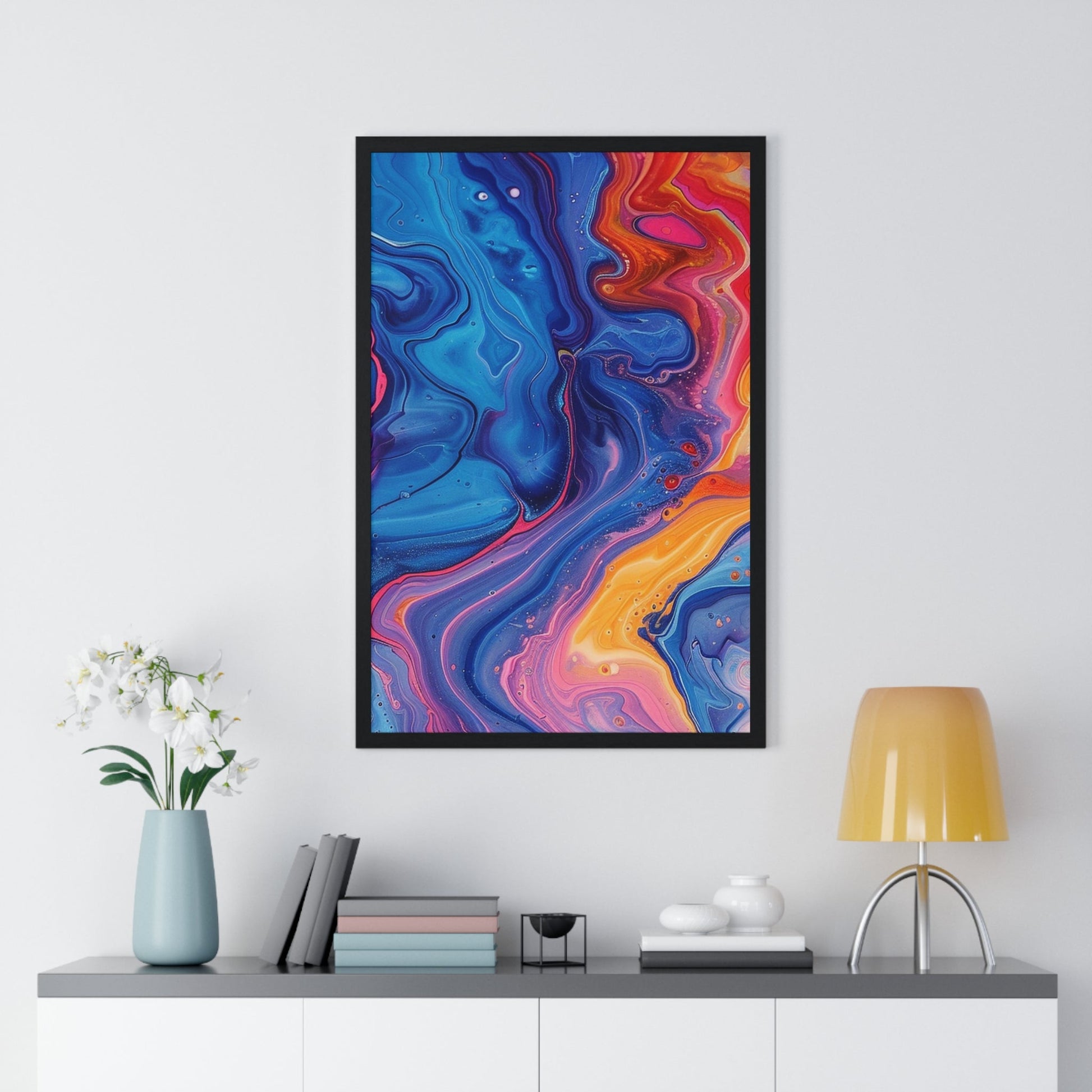 Printify Vibrant Fluid Swirls Framed Poster 2025