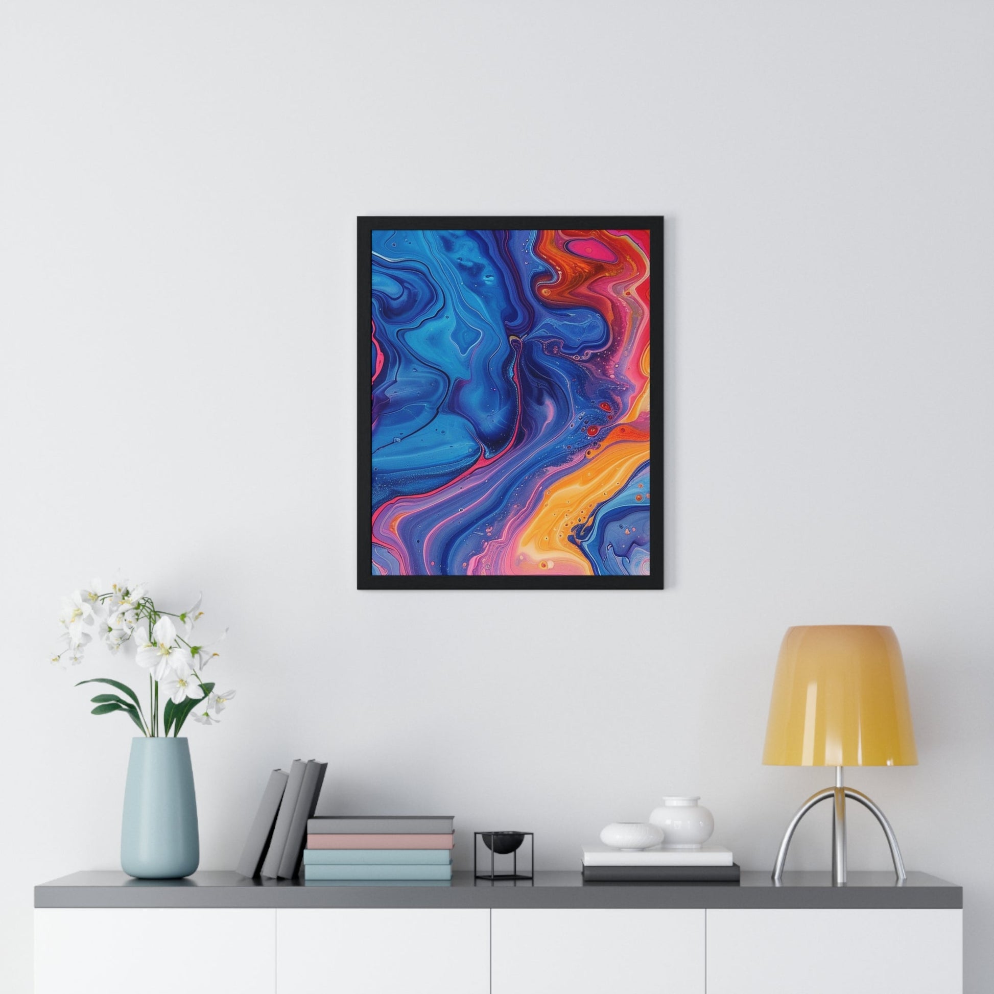 Printify Vibrant Fluid Swirls Framed Poster 2025