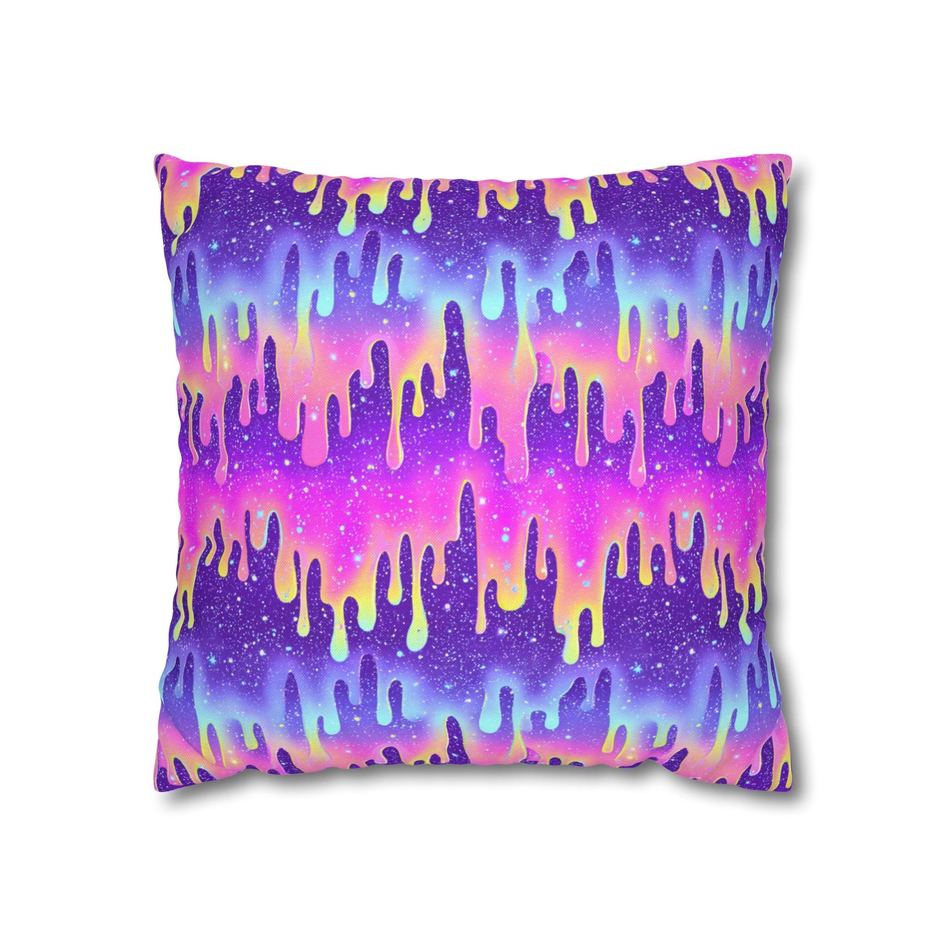 Vibrant Galaxy Drip Throw Pillow, Artsulli - Art is Long, Life is Short, Home Decor, Size, 16" × 16", , , , , 21065532175473435588