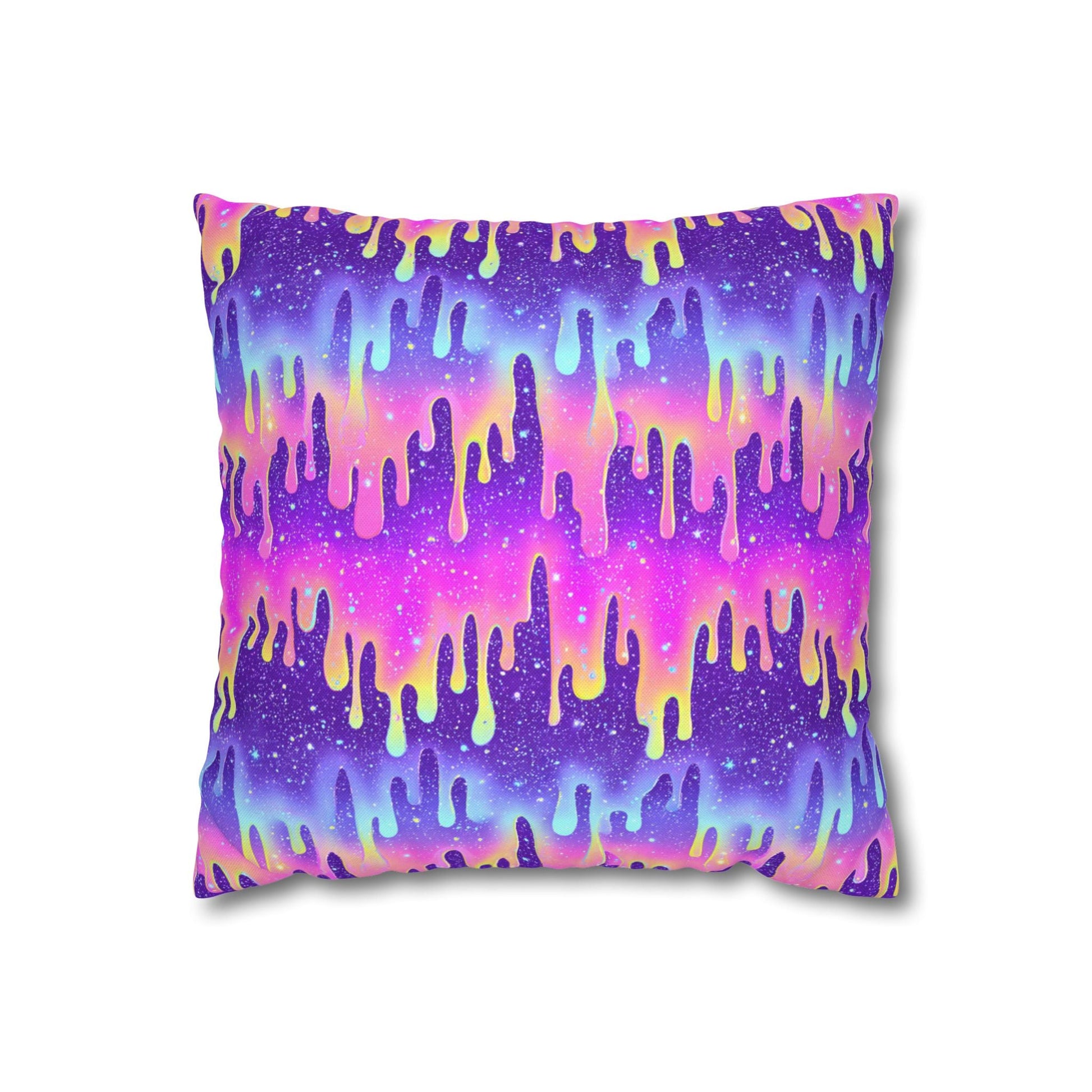 Vibrant Galaxy Drip Throw Pillow, Artsulli - Art is Long, Life is Short, Home Decor, Size, 14" × 14", , , , , 22190158109138871834