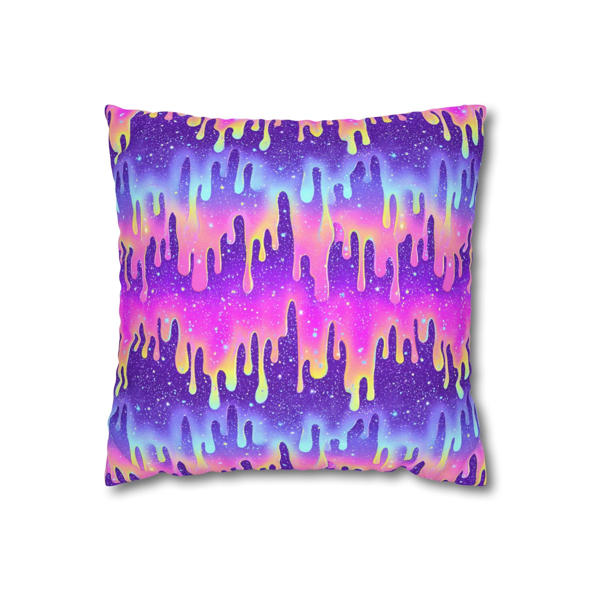 Vibrant Galaxy Drip Throw Pillow, Artsulli - Art is Long, Life is Short, Home Decor, Size, 14" × 14", , , , , 22190158109138871834