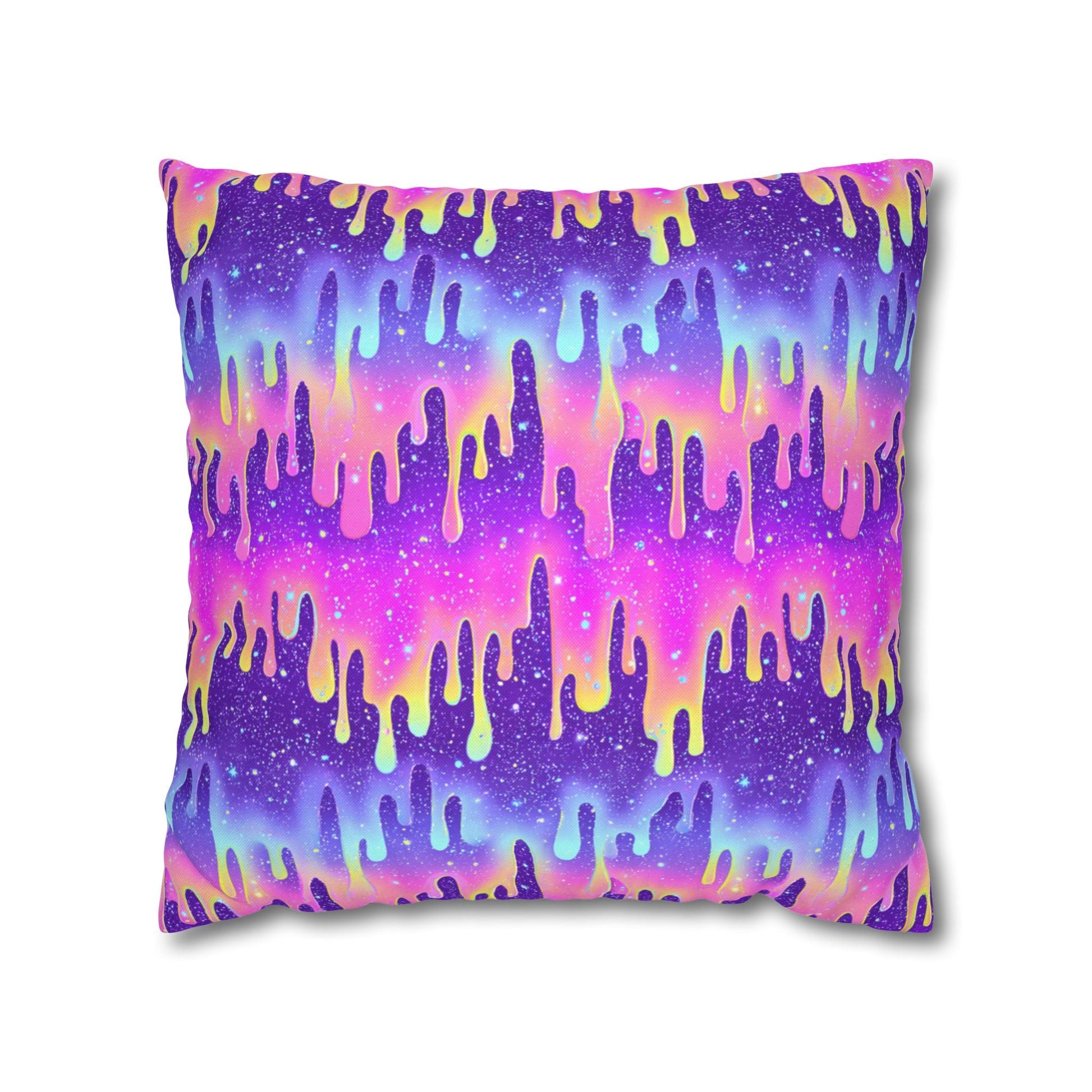 Vibrant Galaxy Drip Throw Pillow, Artsulli - Art is Long, Life is Short, Home Decor, Size, 18" × 18", , , , , 33494298450533988437
