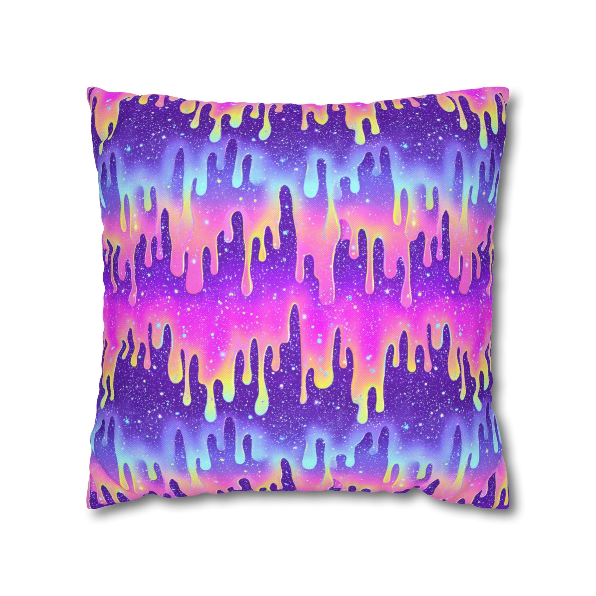 Vibrant Galaxy Drip Throw Pillow, Artsulli - Art is Long, Life is Short, Home Decor, Size, 18" × 18", , , , , 33494298450533988437