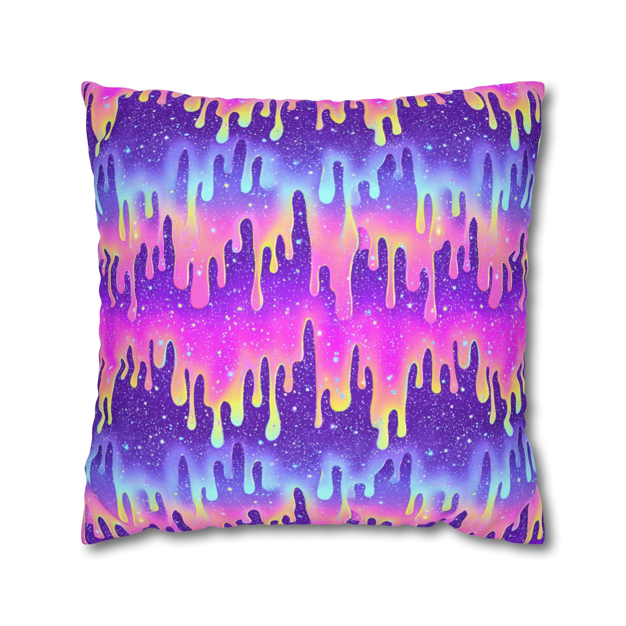 Vibrant Galaxy Drip Throw Pillow, Artsulli - Art is Long, Life is Short, Home Decor, Size, 20" × 20", , , , , 13840038987006024240